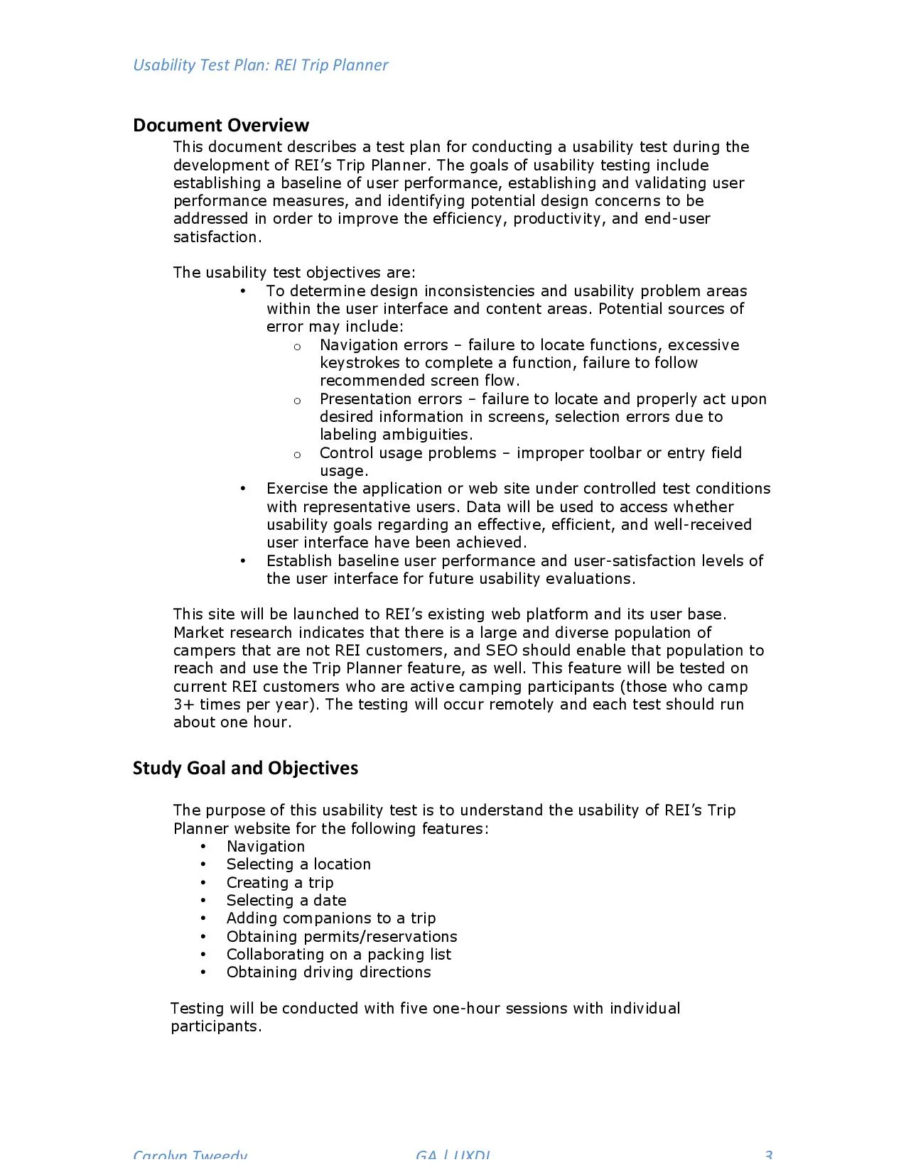 Usability Test Plan Sample