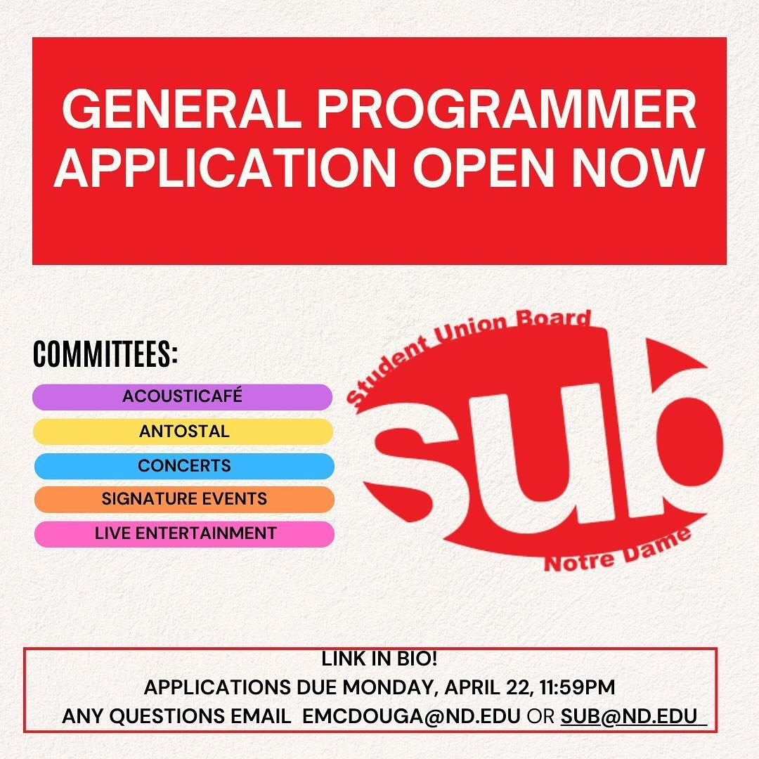 Join the best organization on campus! Scan the QR code or visit the link in our bio to apply to be a SUB General Programmer! Applications are due Monday, April 22 at 11:59 PM! ❤️🤩
