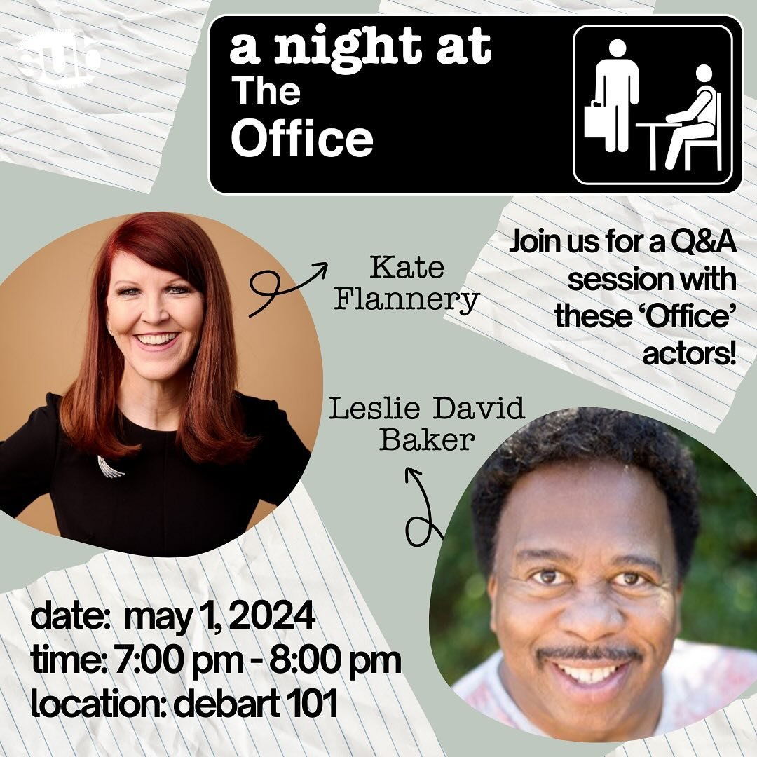 We could not be more excited to announce that we will be hosting &ldquo;The Office&rdquo; stars Kate Flannery and Leslie David Baker for &ldquo;a night at The Office&rdquo;! Join us for a Q&amp;A session with the actors on Wednesday, May 1st from 7-8