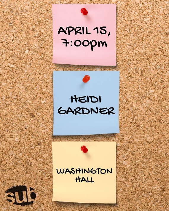 SUB presents Tuesday Night Live with Heidi Gardner!! Get ready for an incredible comedy set April 15th at Washington Hall! Tickets will go on sale this Friday for $6 each! Swipe for more info!💙