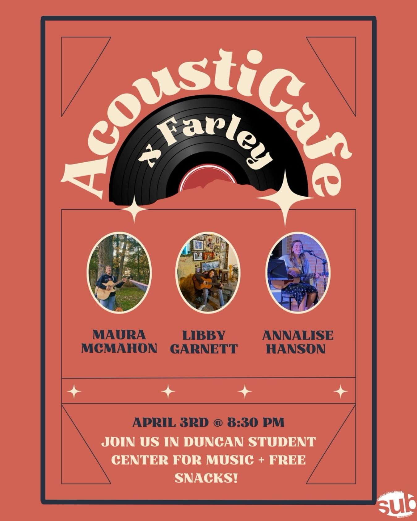 Stop by for some snacks and great live musics at Acousticafe X Farley this Thursday at Hagerty!