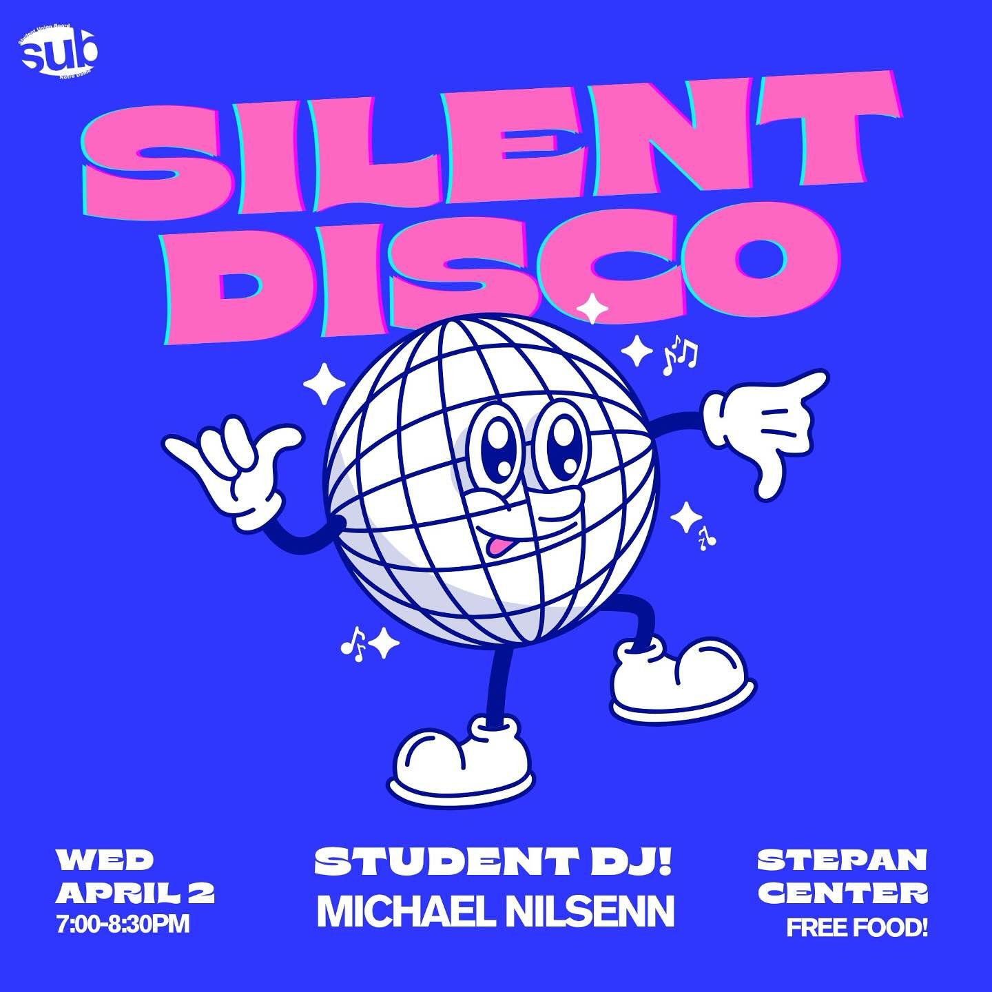 SILENT DISCO THIS WEDNESDAY 4/2!🪩🪩Join us in at Stepan Center from 7-8:30PM for dancing and FREE RAISING CANES!