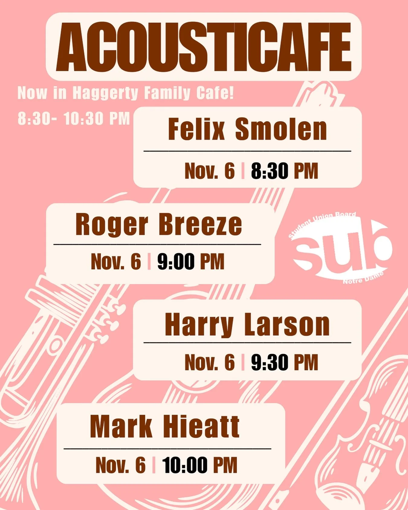 Looking for a way to spend your Thursday night? Stop by and see these incredible performances at Acousticaf&eacute; tomorrow in Hagerty, 8:30-10:30pm.