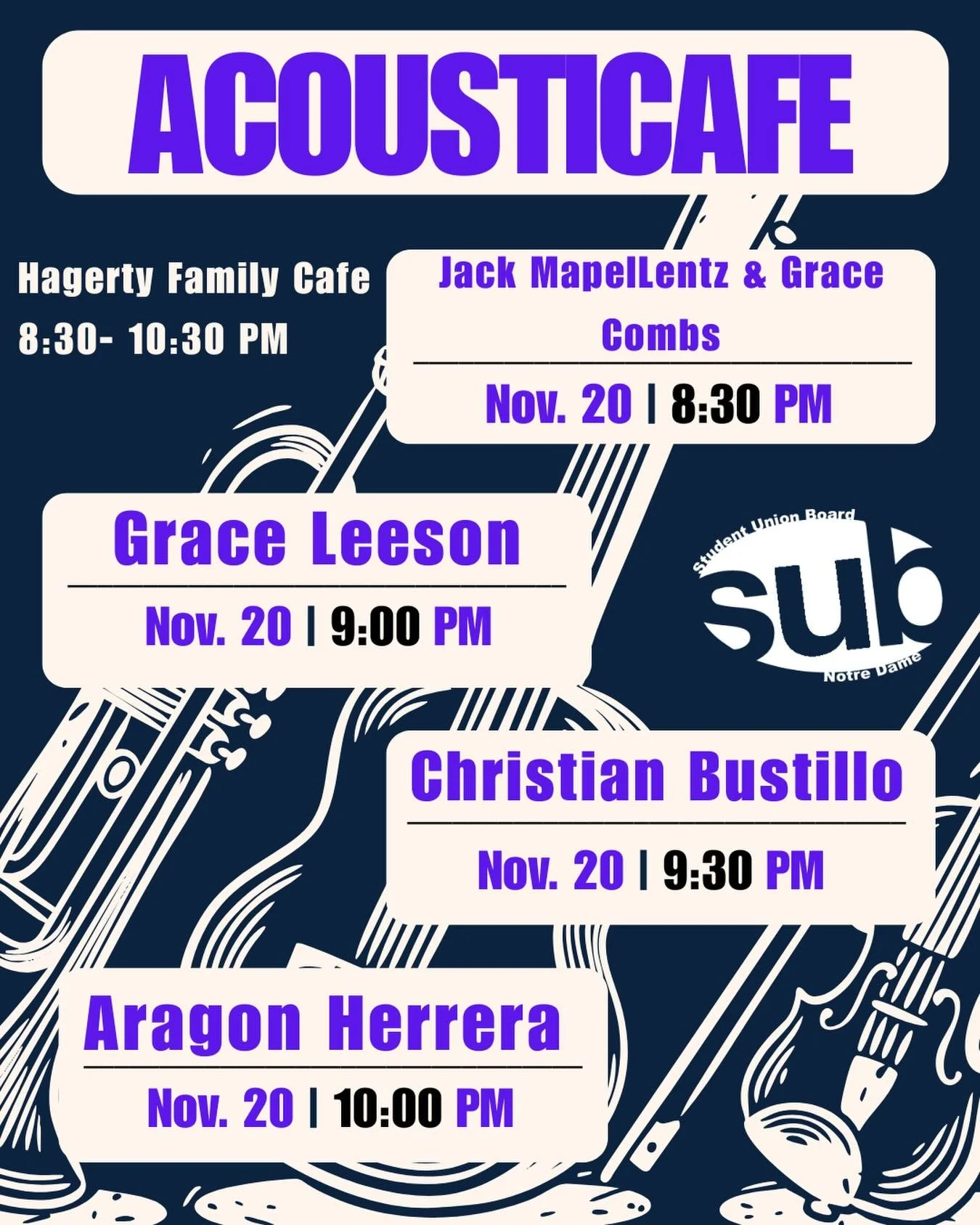 Join us tonight for Acousticaf&eacute; at Hagerty tonight from 8:30-10:30pm!