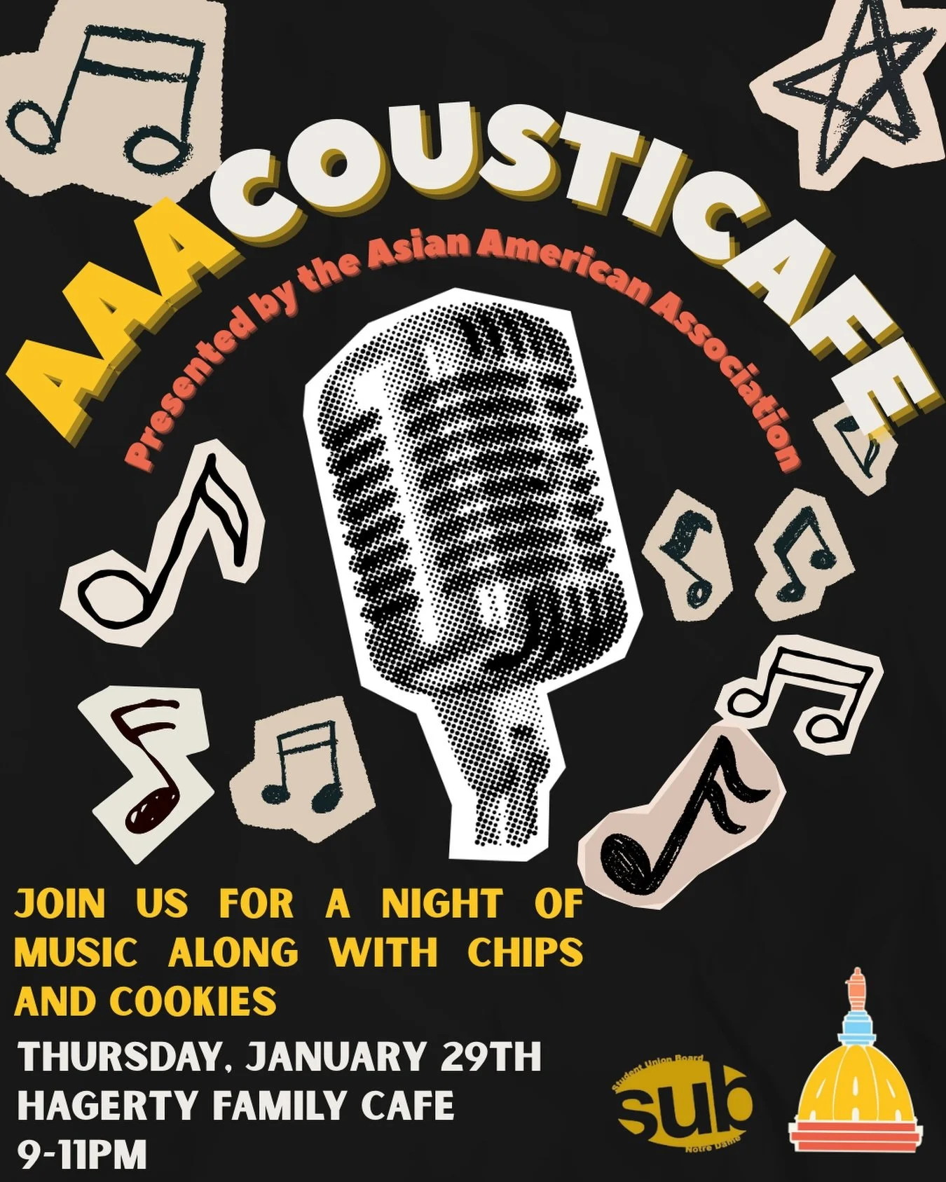 Please join us for a special Acousticaf&eacute; this Thursday 9-11pm presented in partnership with the Asian American Association of Notre Dame!