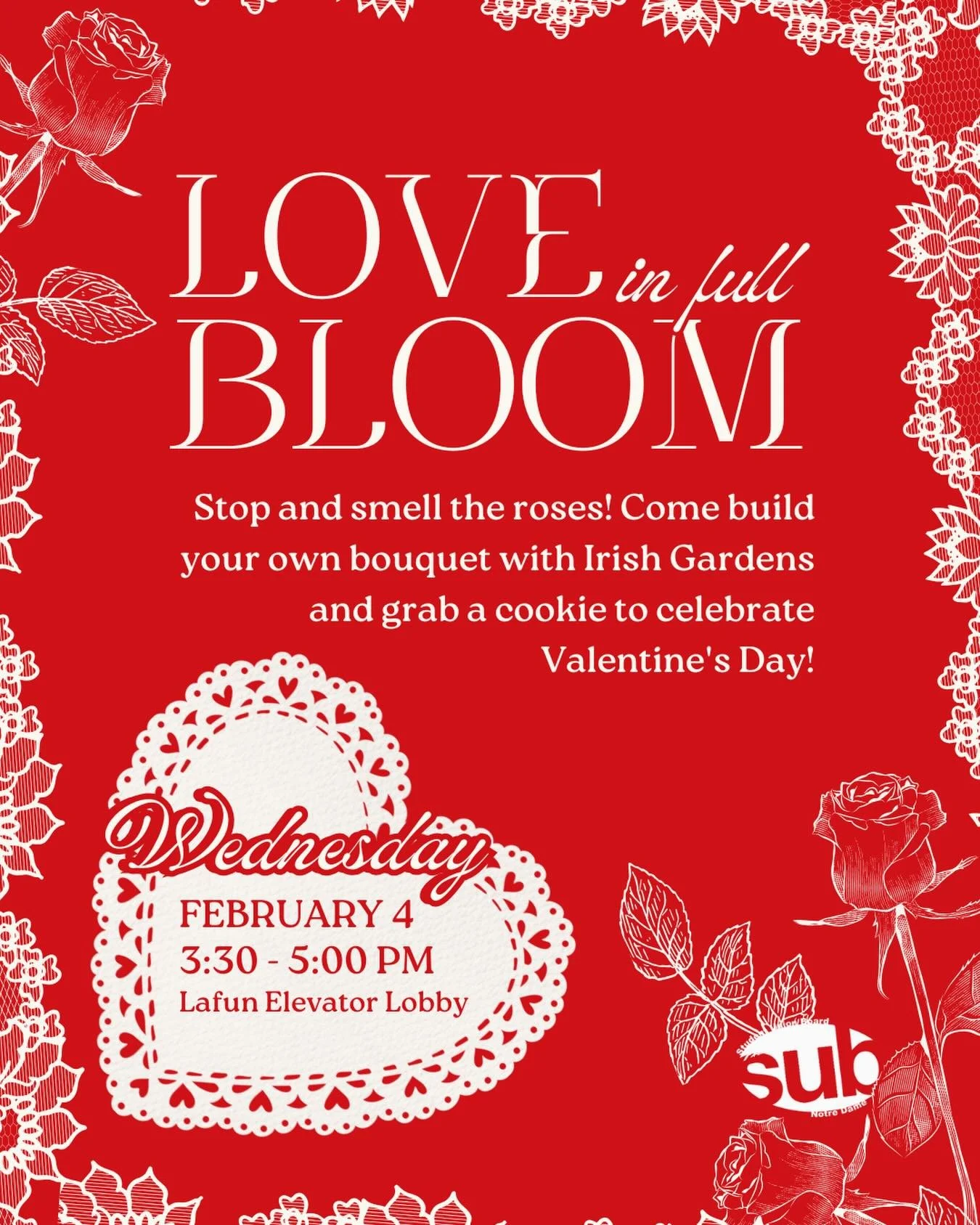 Need Valentine&rsquo;s Day flowers next week? Head over to LaFun to build a free bouquet with Irish Gardens while supplies last. Next Wednesday 2/4 3:30-5pm 💌💕🌹