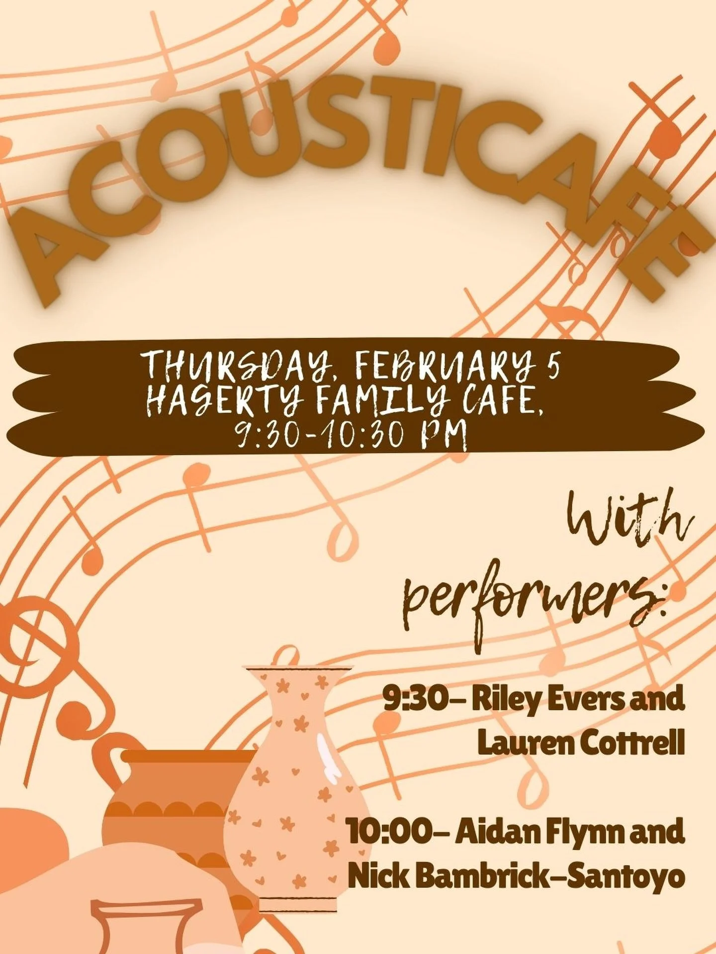 Join us tomorrow night for Acousticaf&eacute; 9:30-10:30pm inside Hagerty! Free admission! 🫵👏