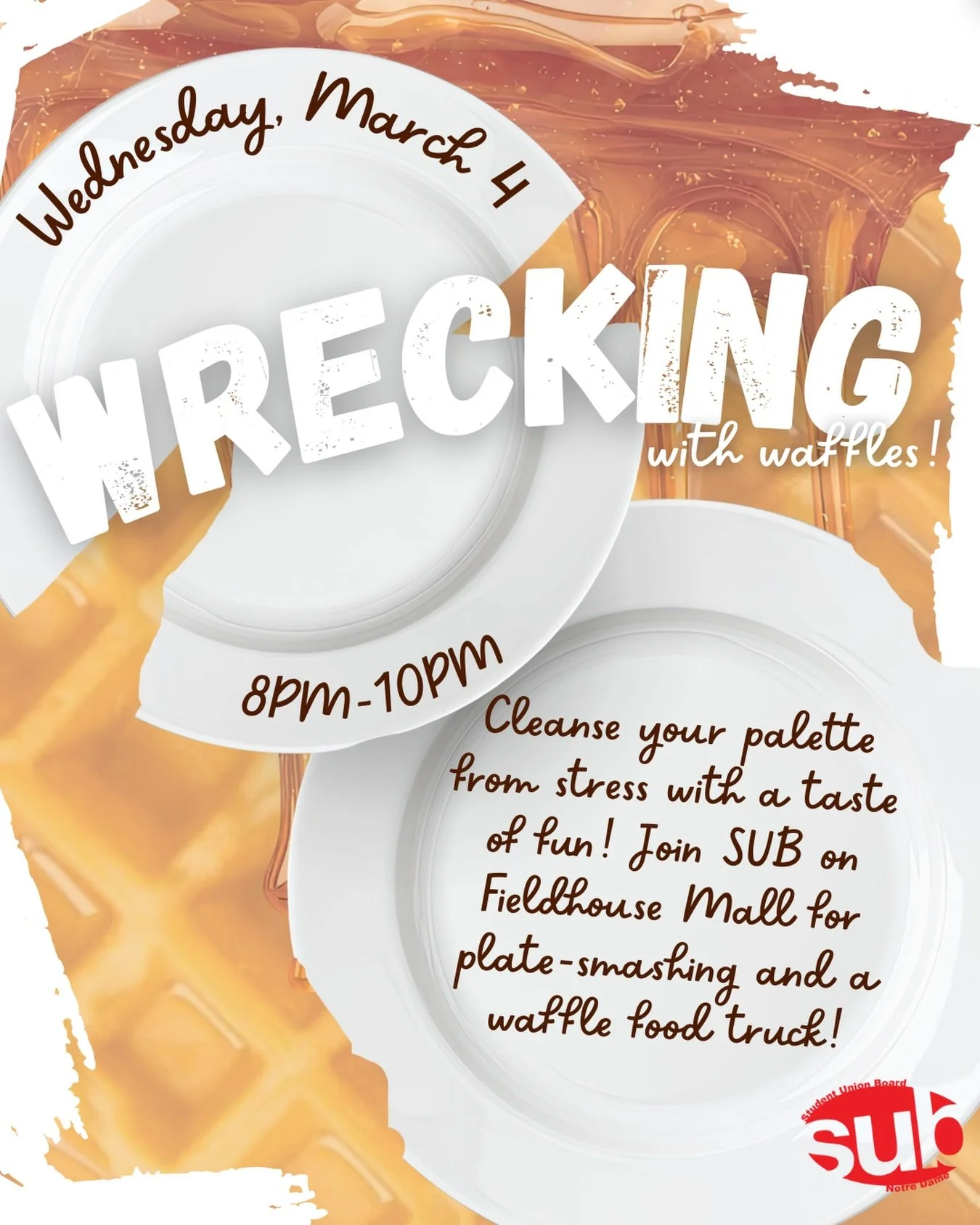 Join us next Wednesday for plate-smashing and waffles! Fieldhouse Mall📍