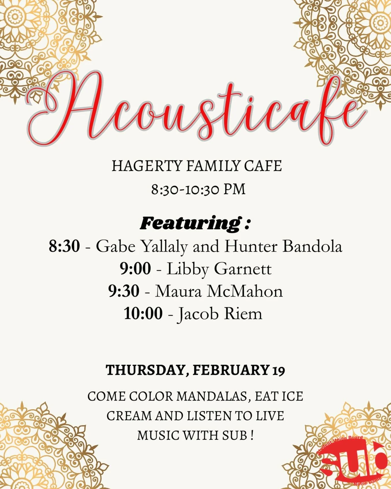 TONIGHT! Join us for Acousticaf&eacute;!