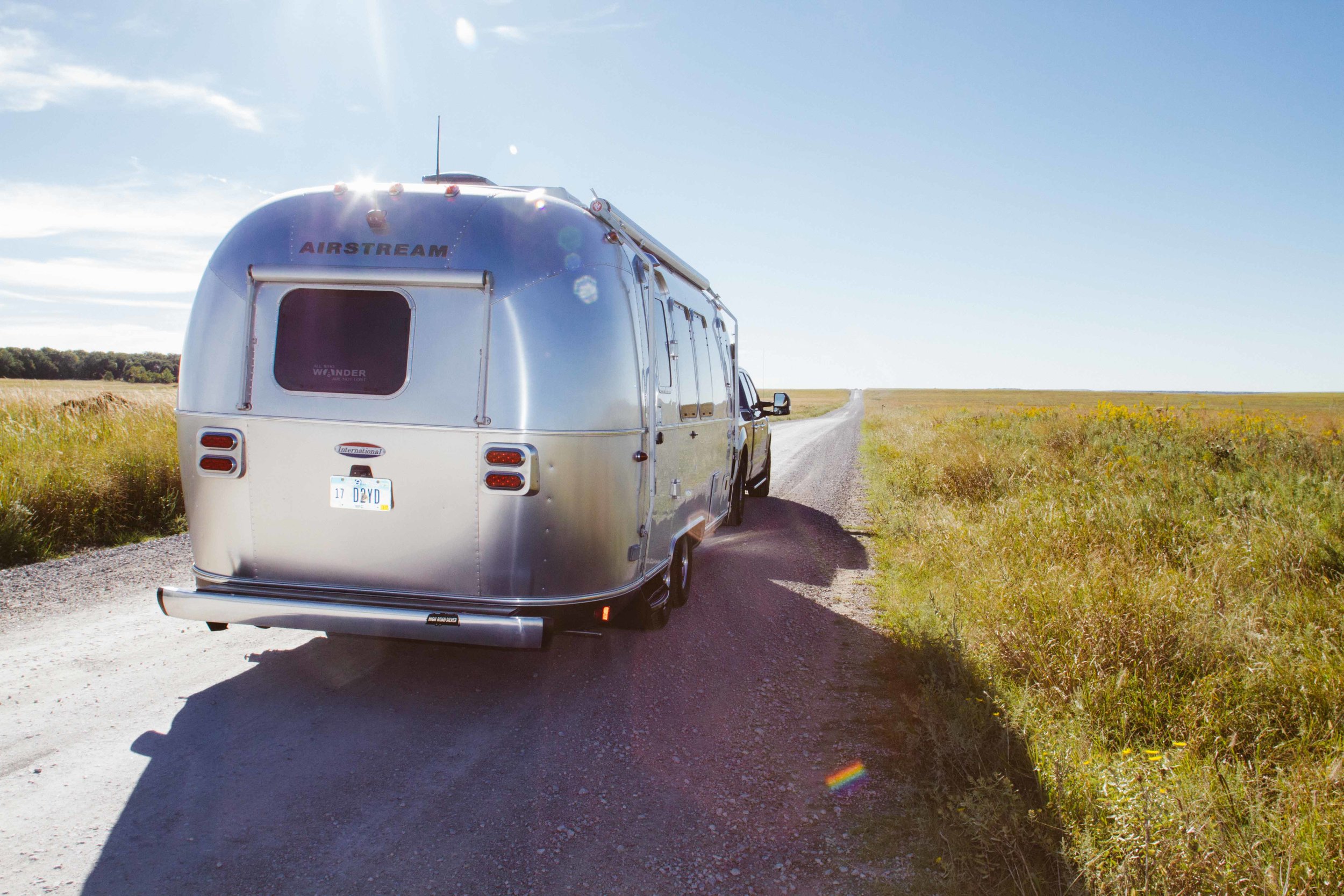 The beautiful Airstream in the Tallgrass Prairie