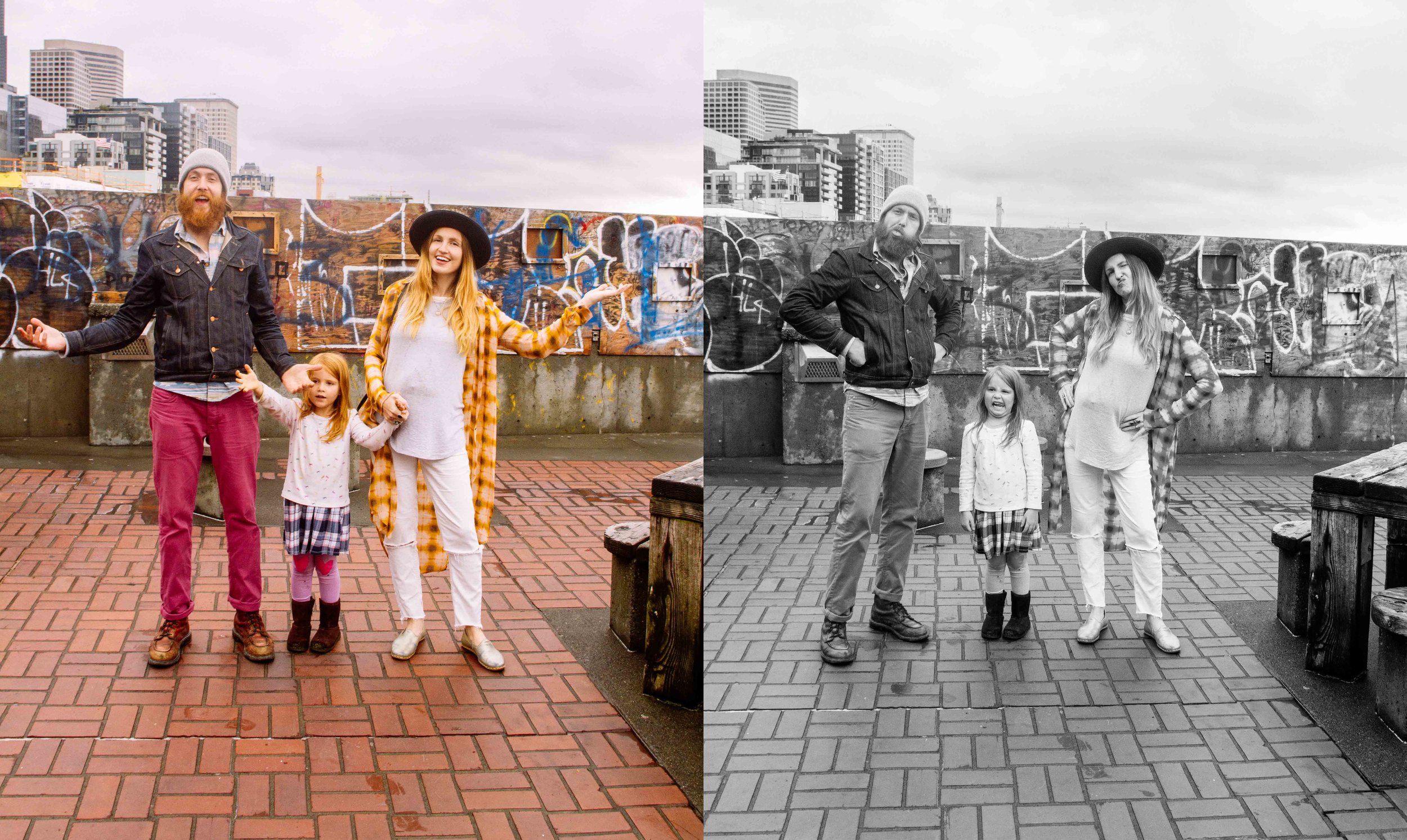 Posing in Seattle -by the water, outside of Pike Market