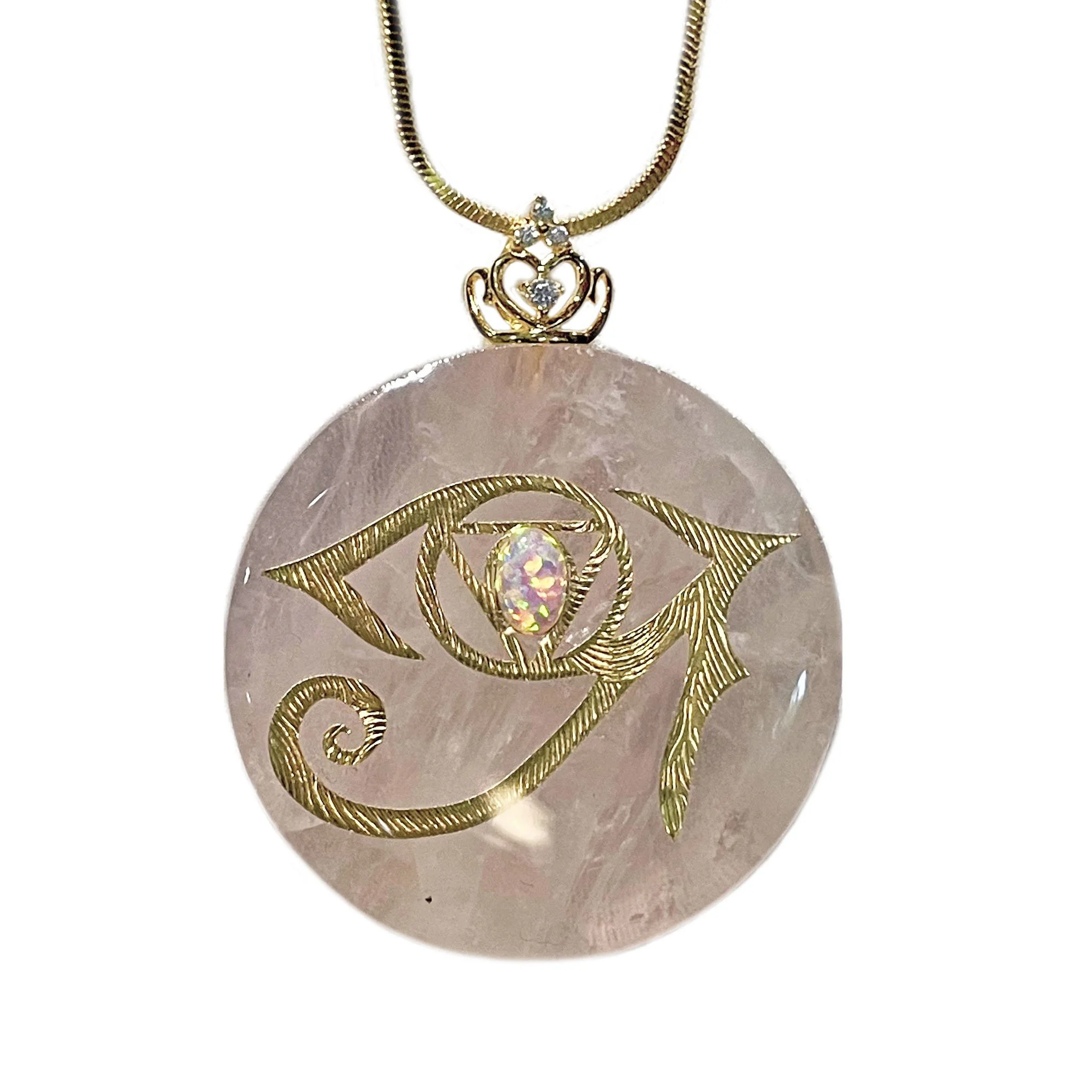 100ct. Rose Quartz + Opal Eye of Ra [Eye Am the Opal of my Eye]