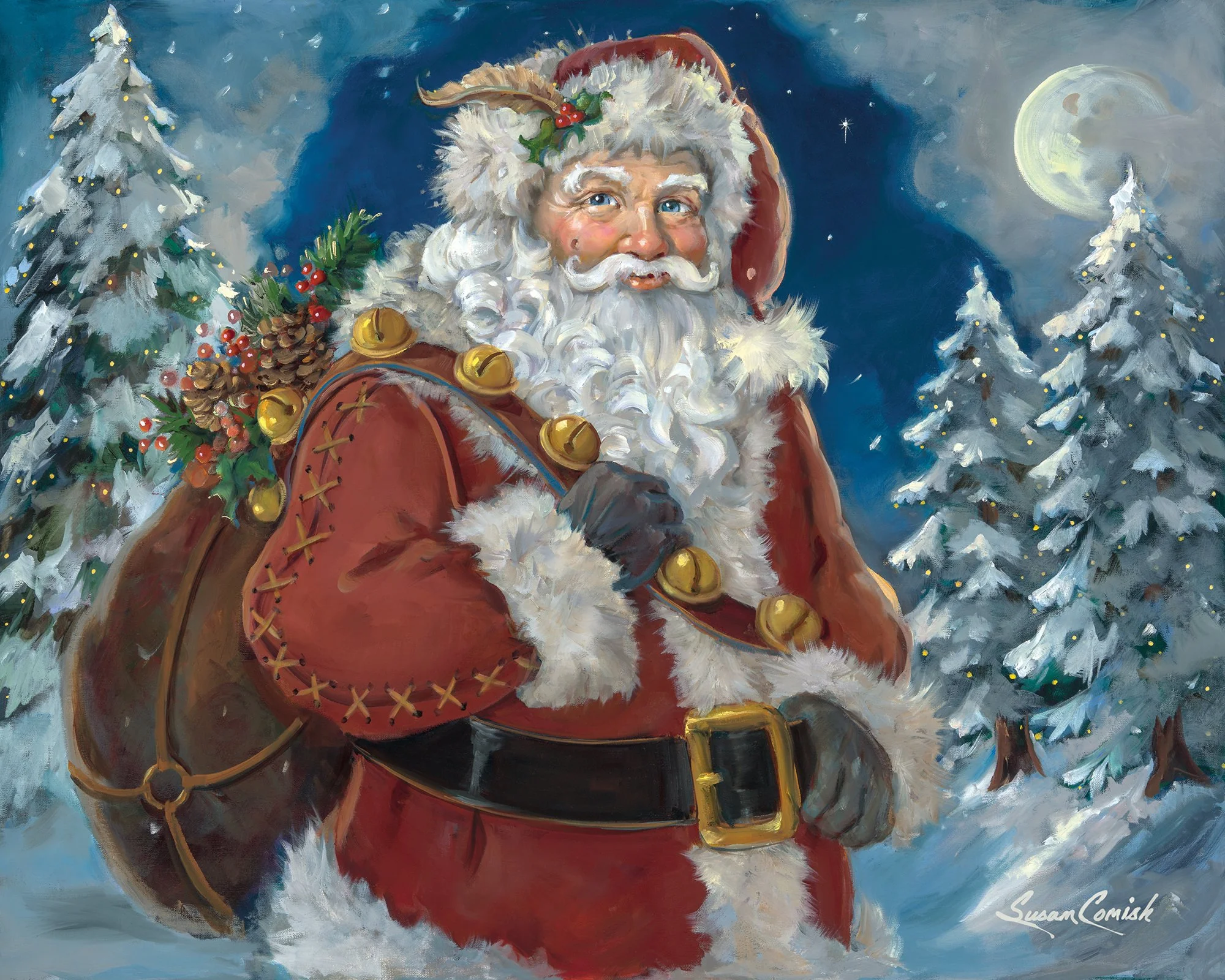 SC-M251001 WoodlandSanta&Holly 30x24.jpg
