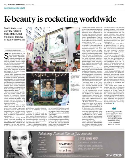 Raconteur, The Times London, May 2, 2017. "K-Beauty is Rocketing Worldwide".