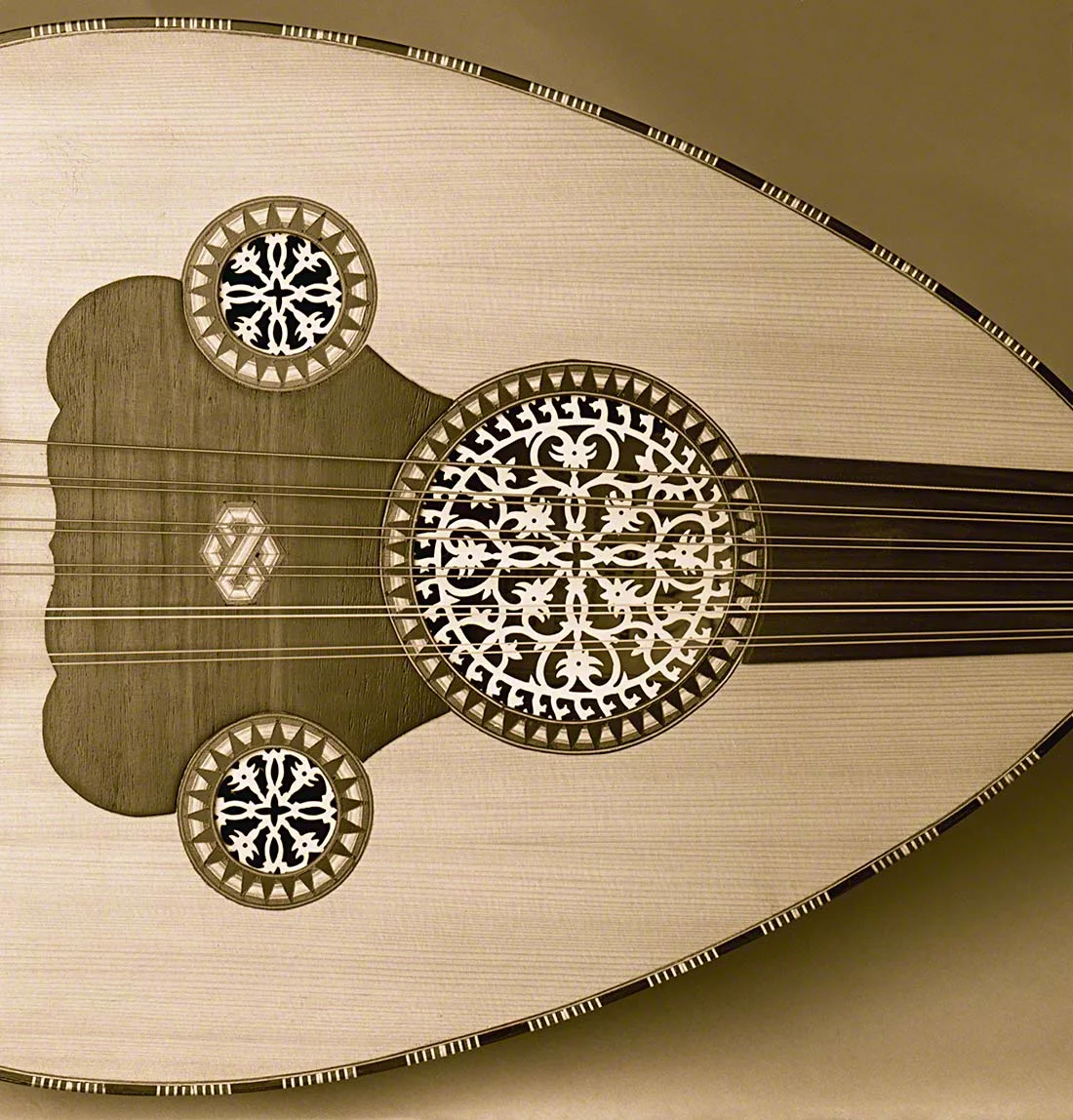 Oud Detail, instrument made by Nazih Ghadban Lebanon