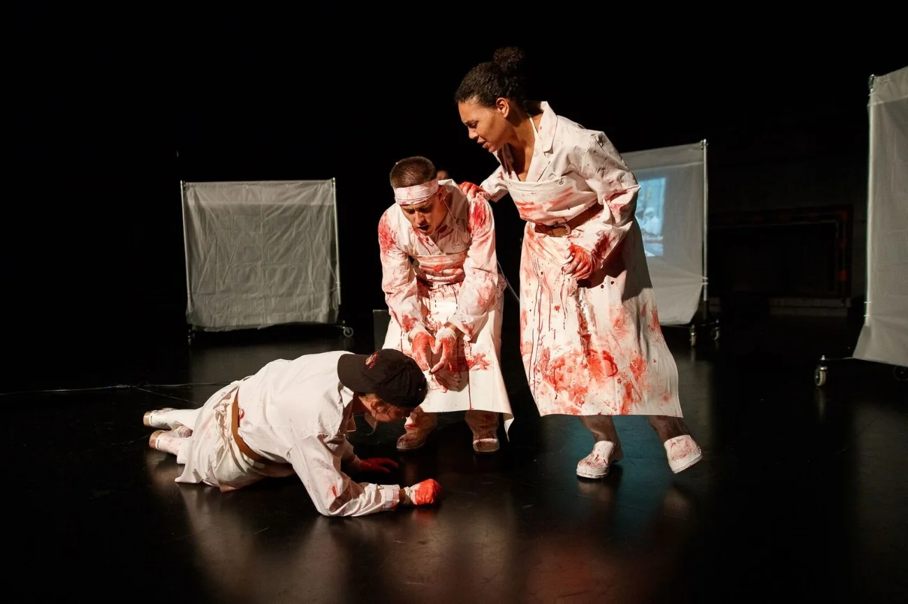 Fiona Maguire, Louis McWilliams, and Leontyne Mbele in Slaughter City