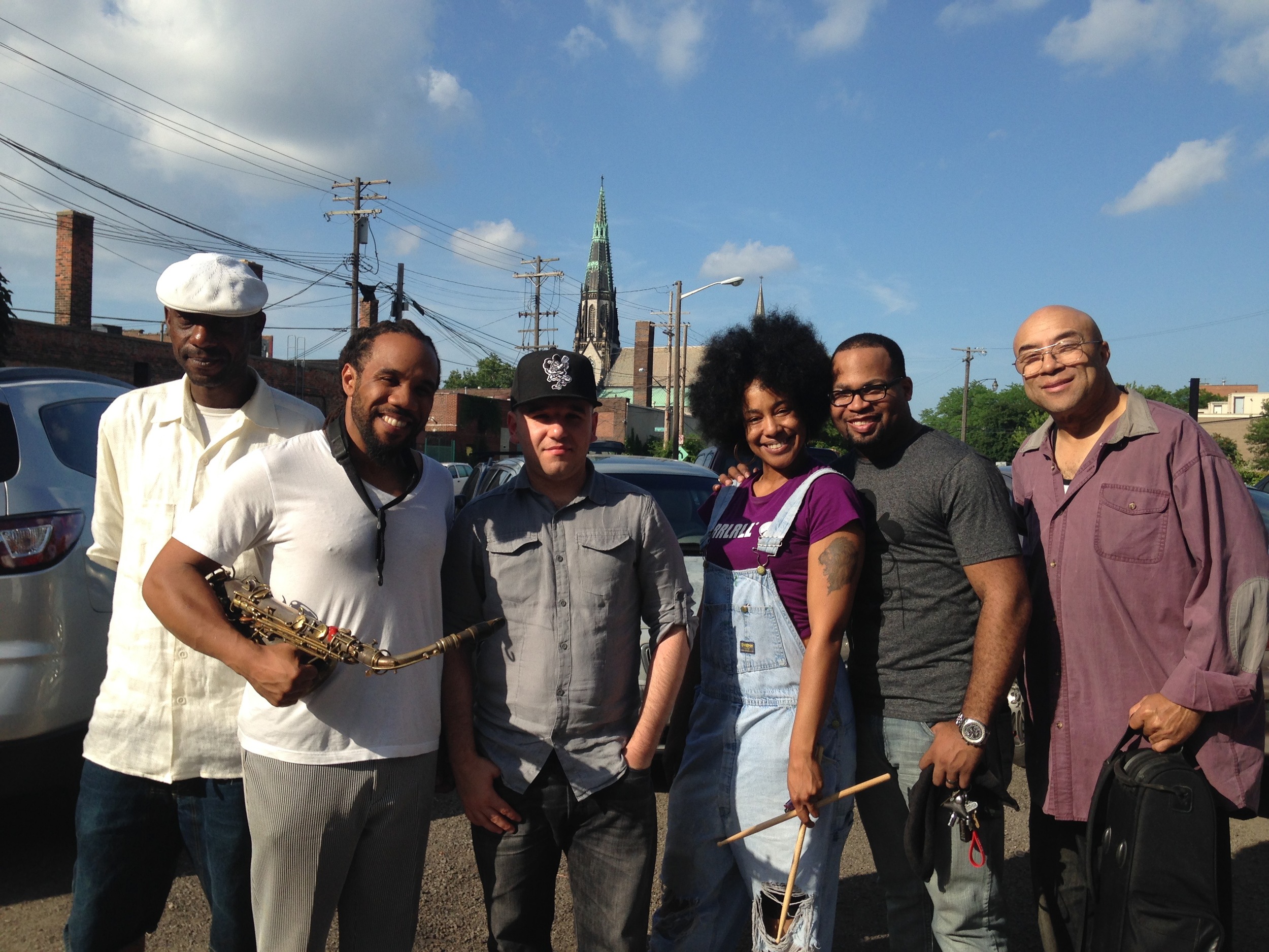 The Art of the Drum Jam Session (left to right): Craig Huckaby, Mike Monford, Sascha Kashperko, Shayna Byas, Brandon Williams, Skeeter Shelton