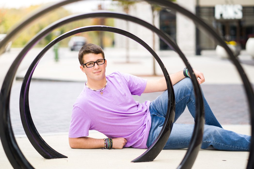 Lady Brio Photography Marysville, Ohio Senior Photos Male Bike Parking Circles Rack.jpg