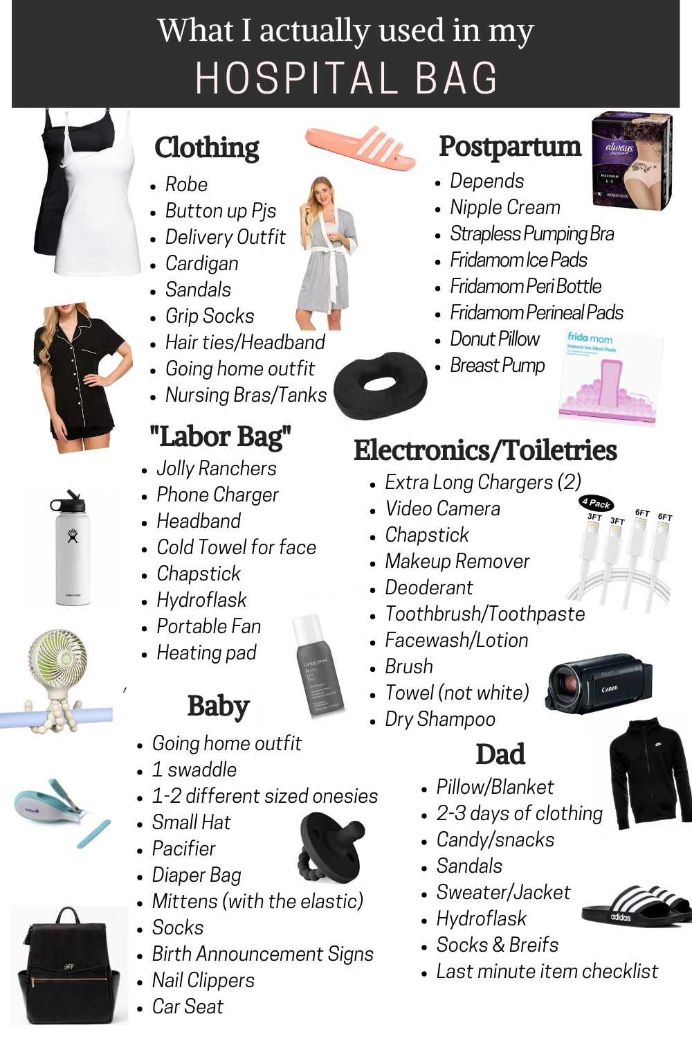 What I actually used in my hospital bag and Newborn must-haves