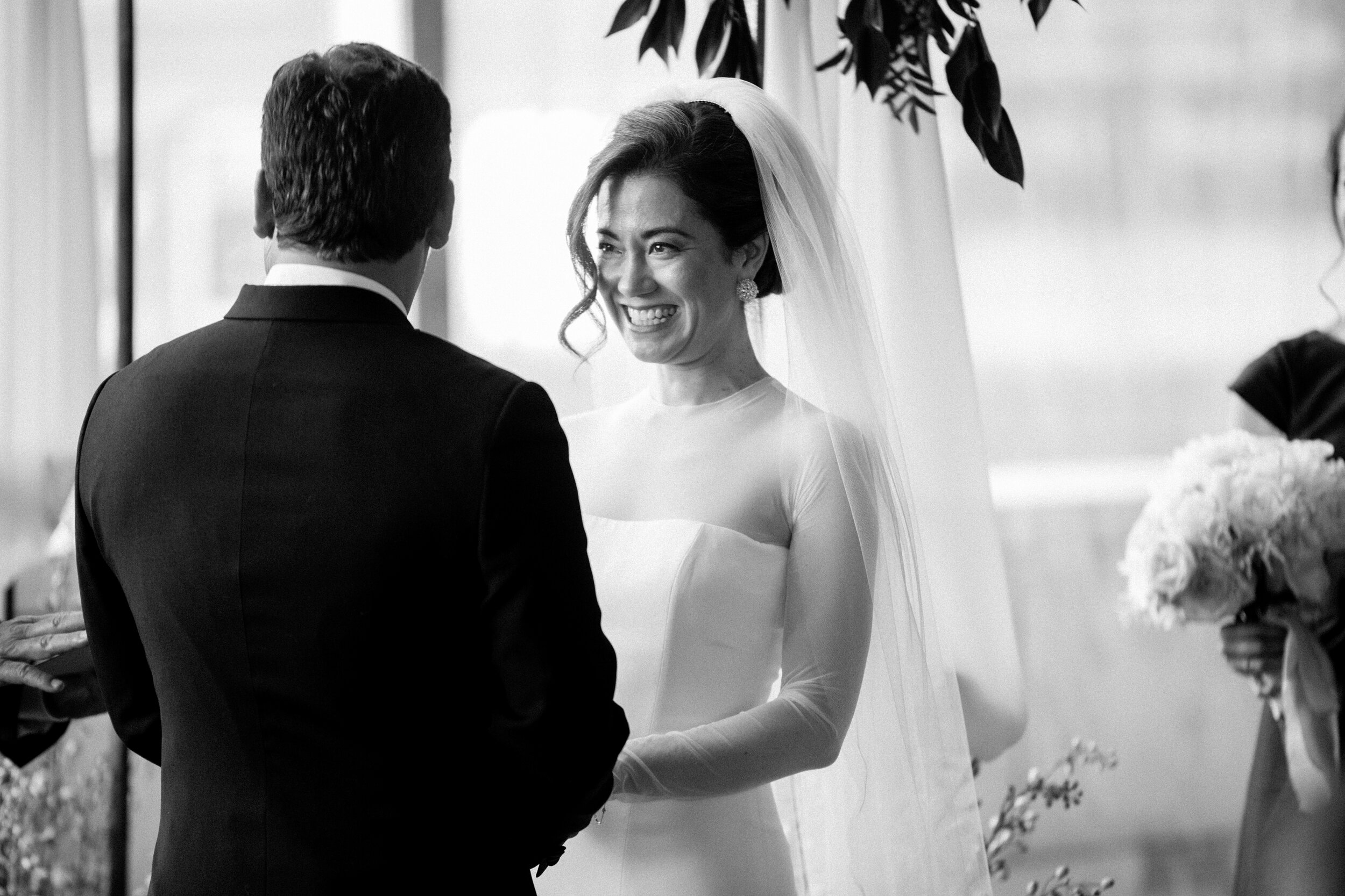 bride smiles groom wedding ceremony st. regis san francisco