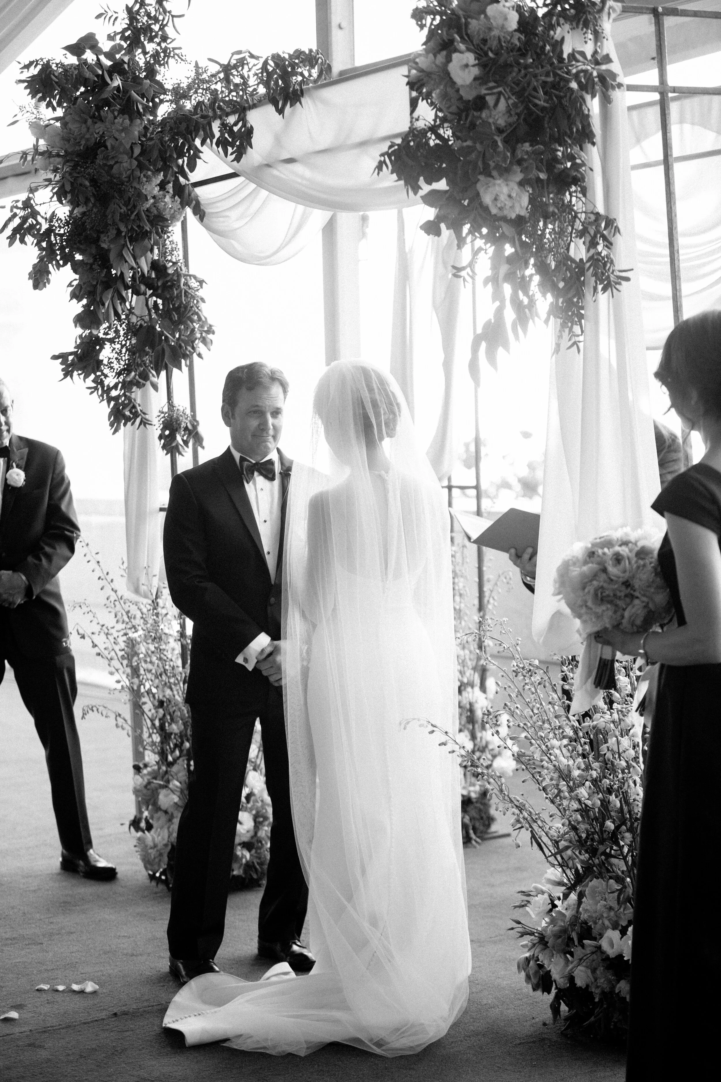 bride and groom wedding ceremony flower arch san francisco 