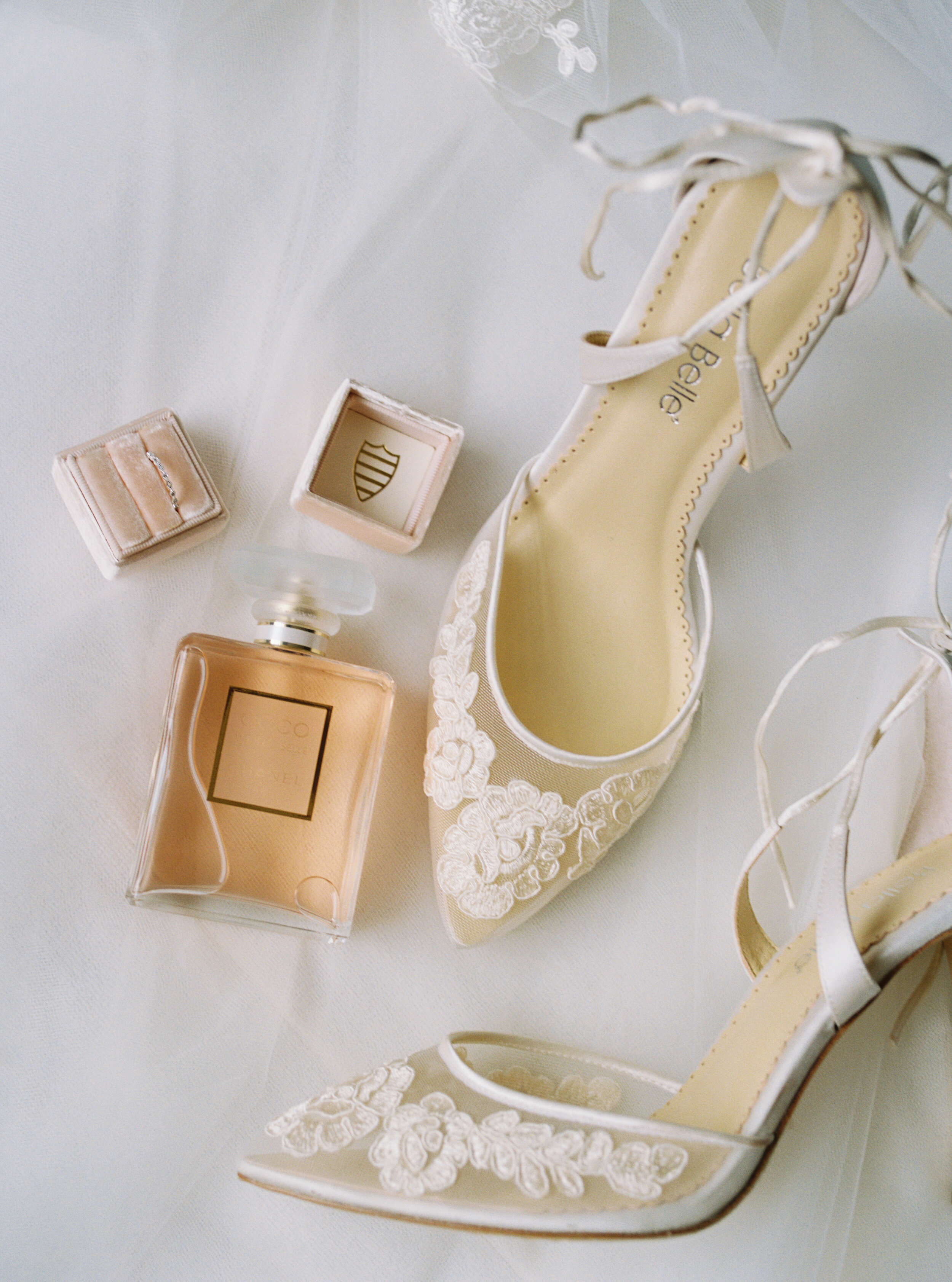 lace wedding shoes perfume bottle ring box