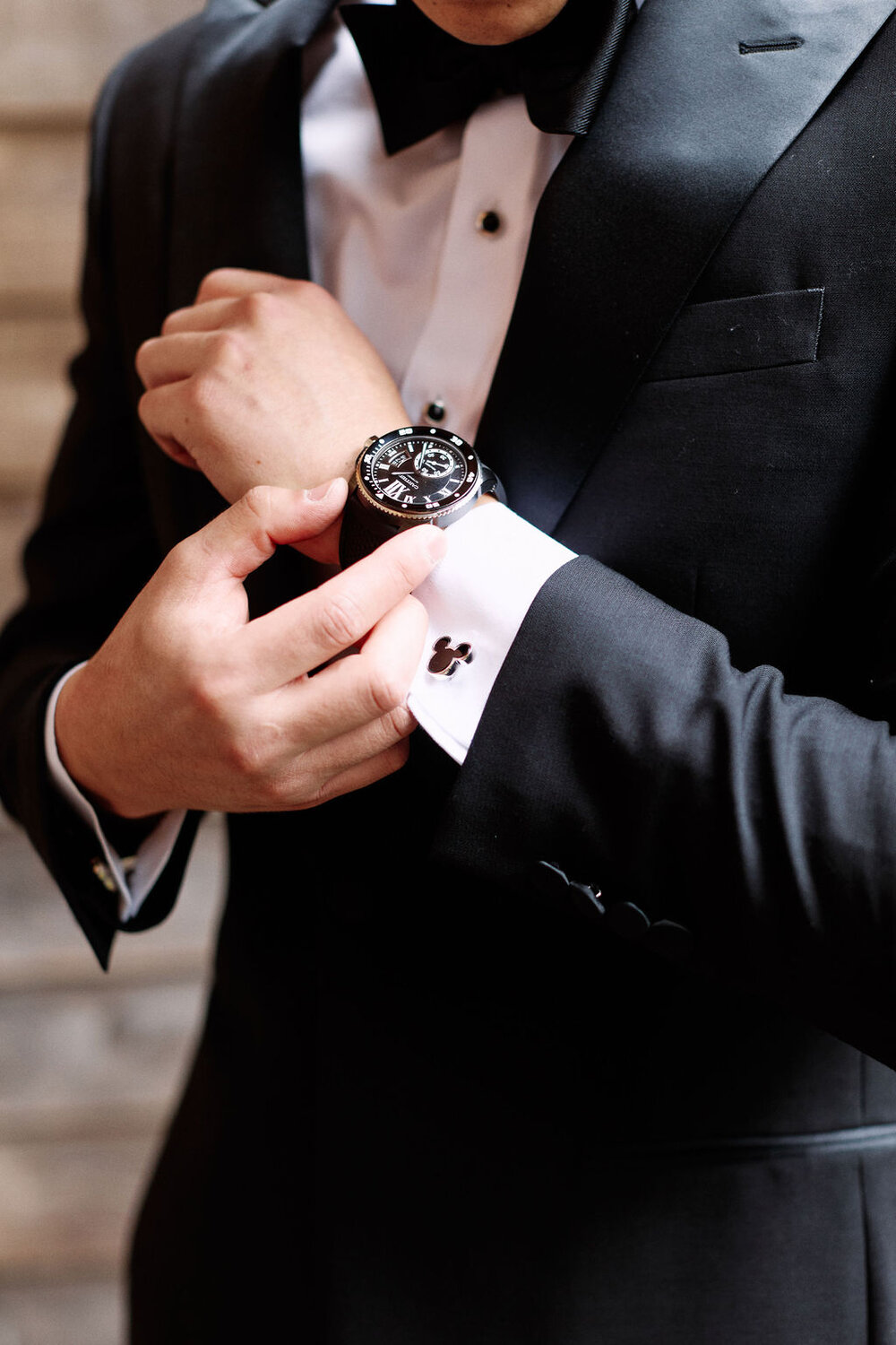 groom watch mickey mouse cuff links 