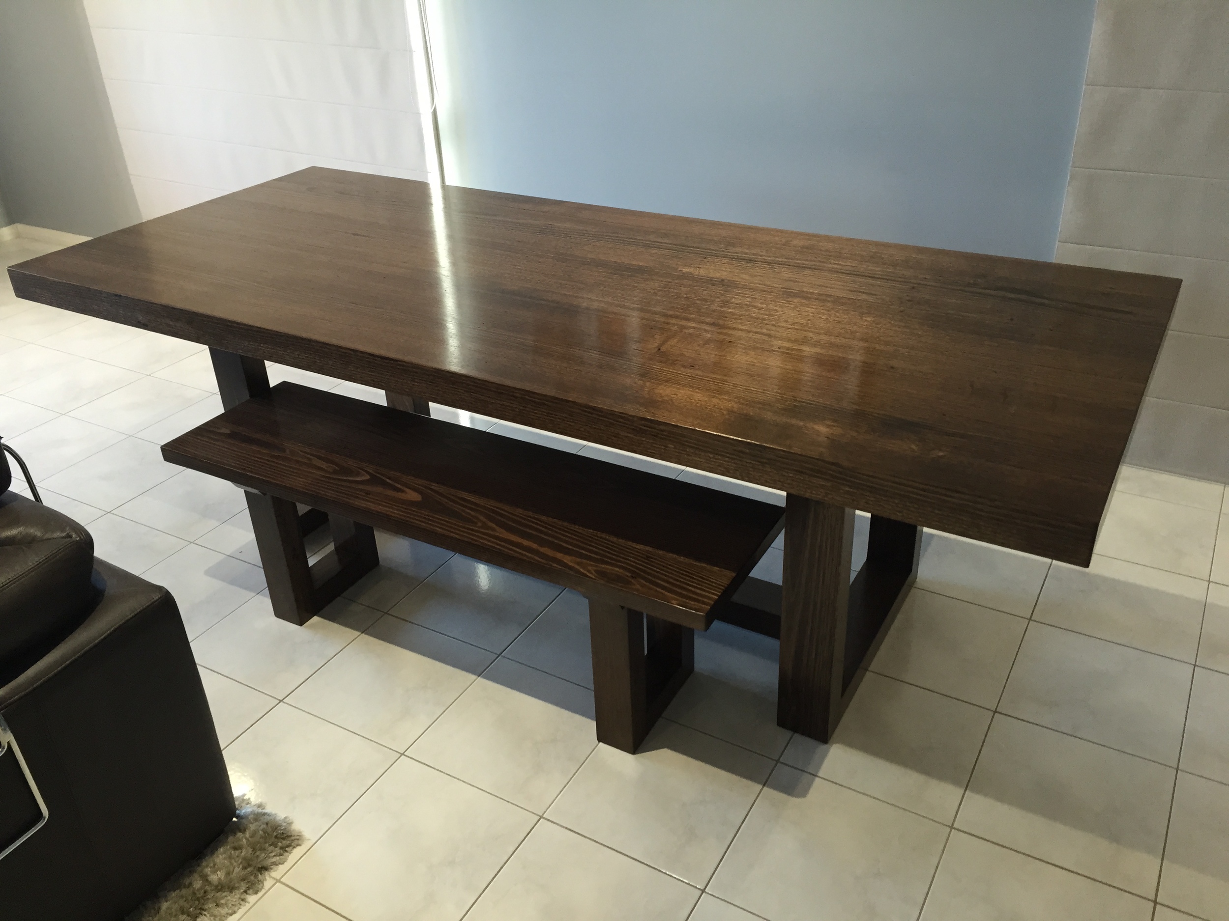 Stained Hardwood Timber Dining Table