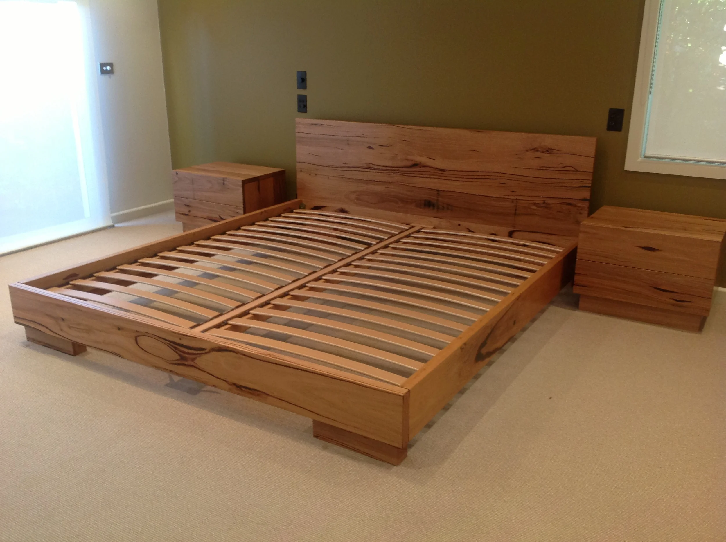 Recycled hardwood timber bed & bedsides