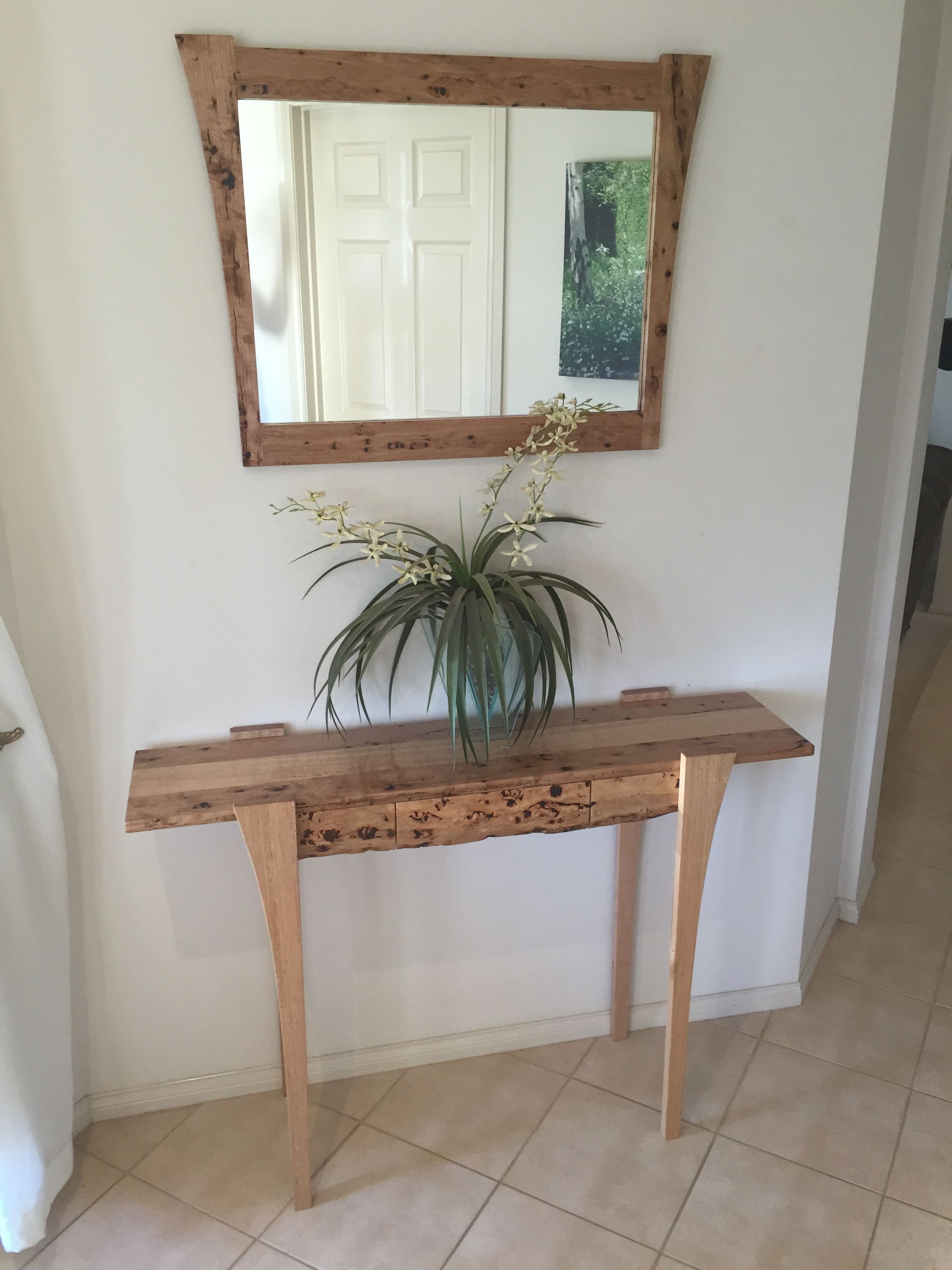 Vic Ash & Birdseye timber hall & matching mirror