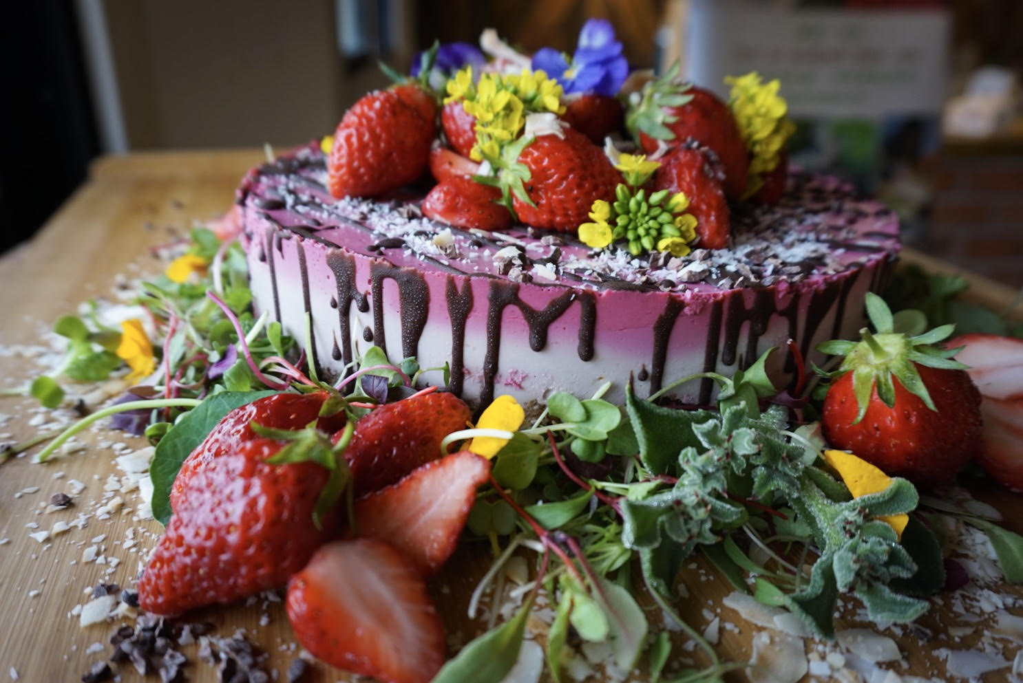 Raw Strawberry and Cacao Cake