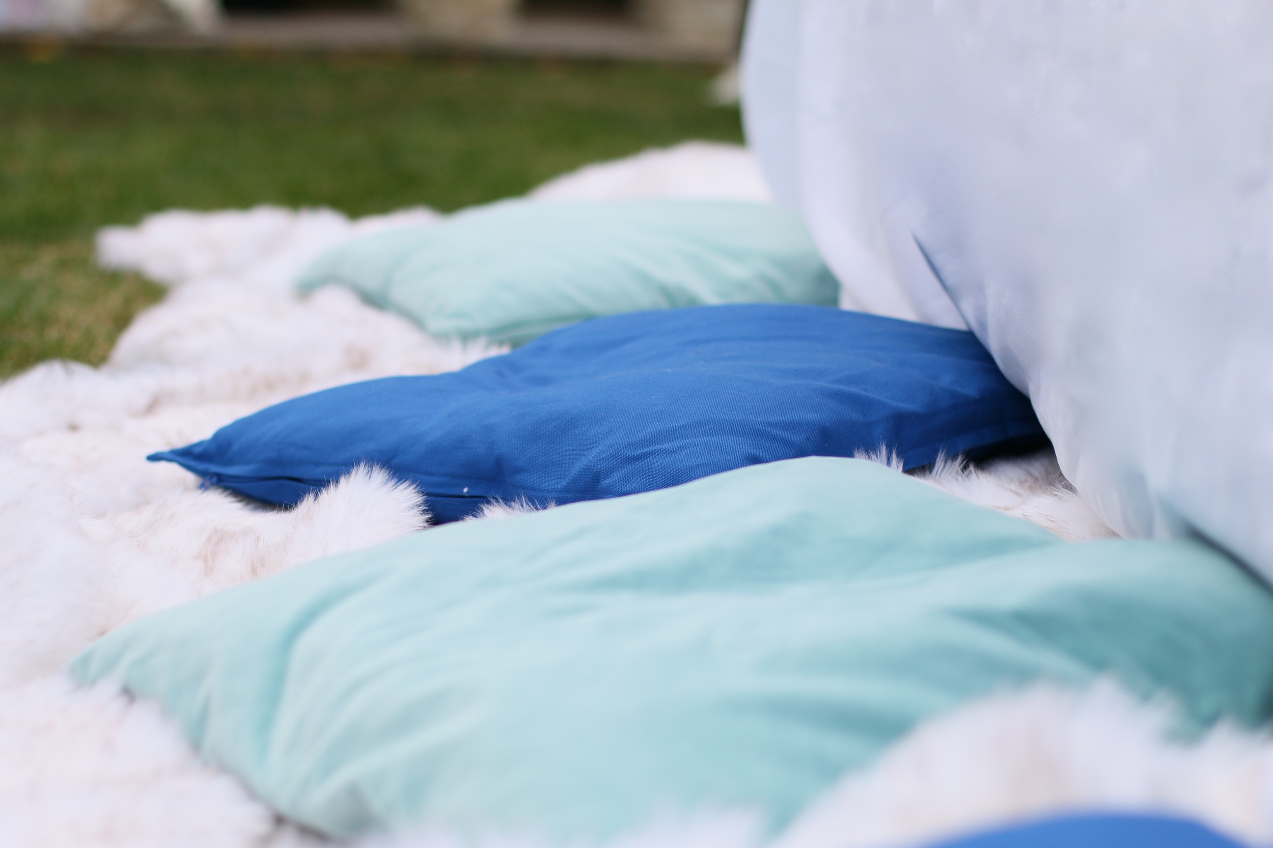 Copy of Faux fur, pillows, plush floor seating! - FROZEN PARTY rentals! @inJOYtheParty