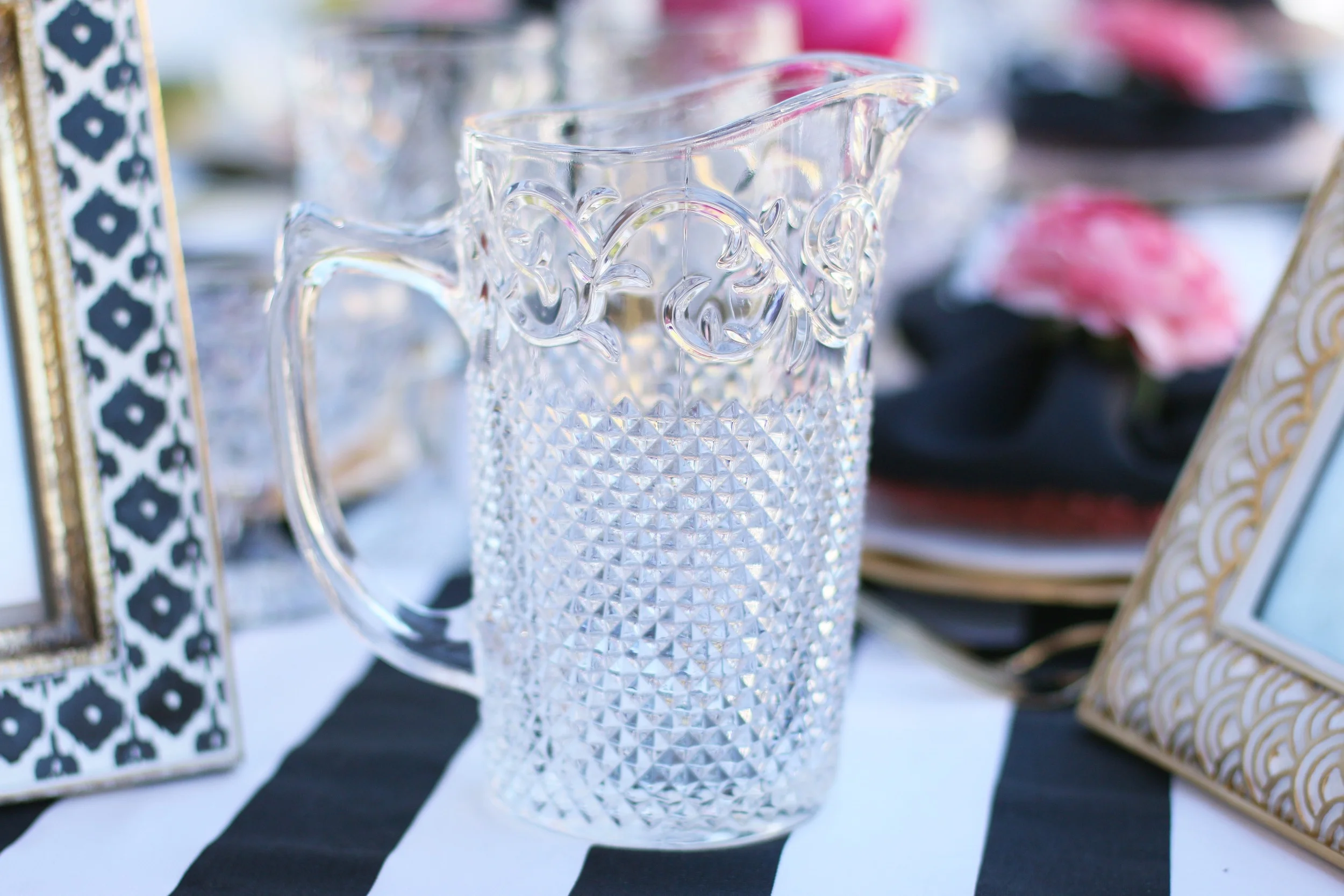 2 GLASS SERVING PITCHERS