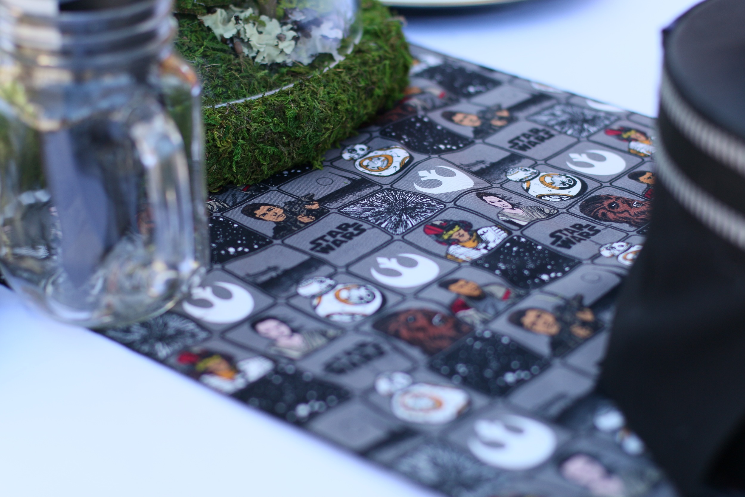 Copy of This Star Wars party rental collection will awaken the force in all party guests! Star Wars action figures, signage, linens, and centerpieces are all included to make your party planning si...