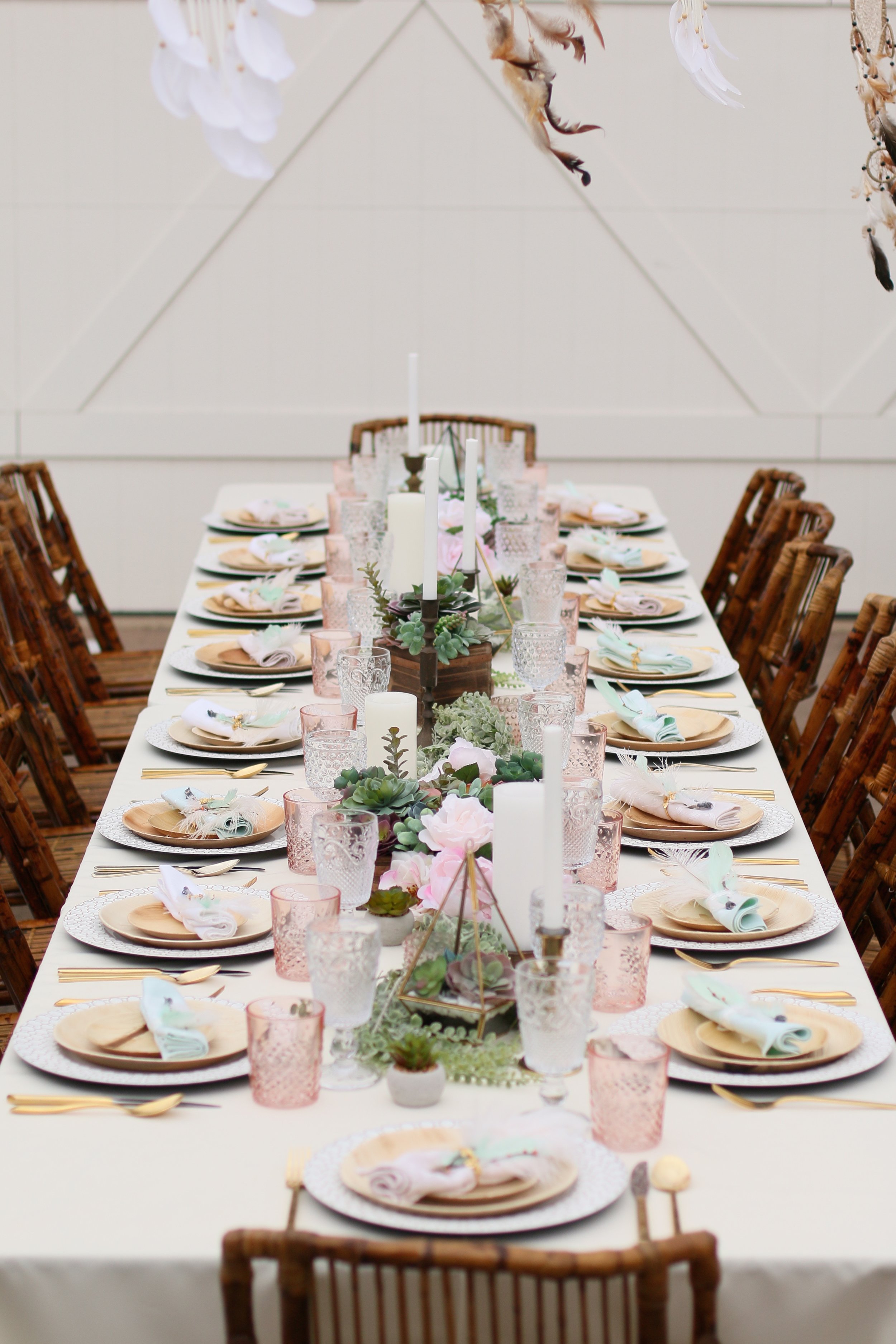 Copy of A gorgeous pre-curated rental collection with succulents, pops of blush, dreamcatchers, and rustic wood accents. Make it yours for your next baby or bridal shower! @inJOYtheParty