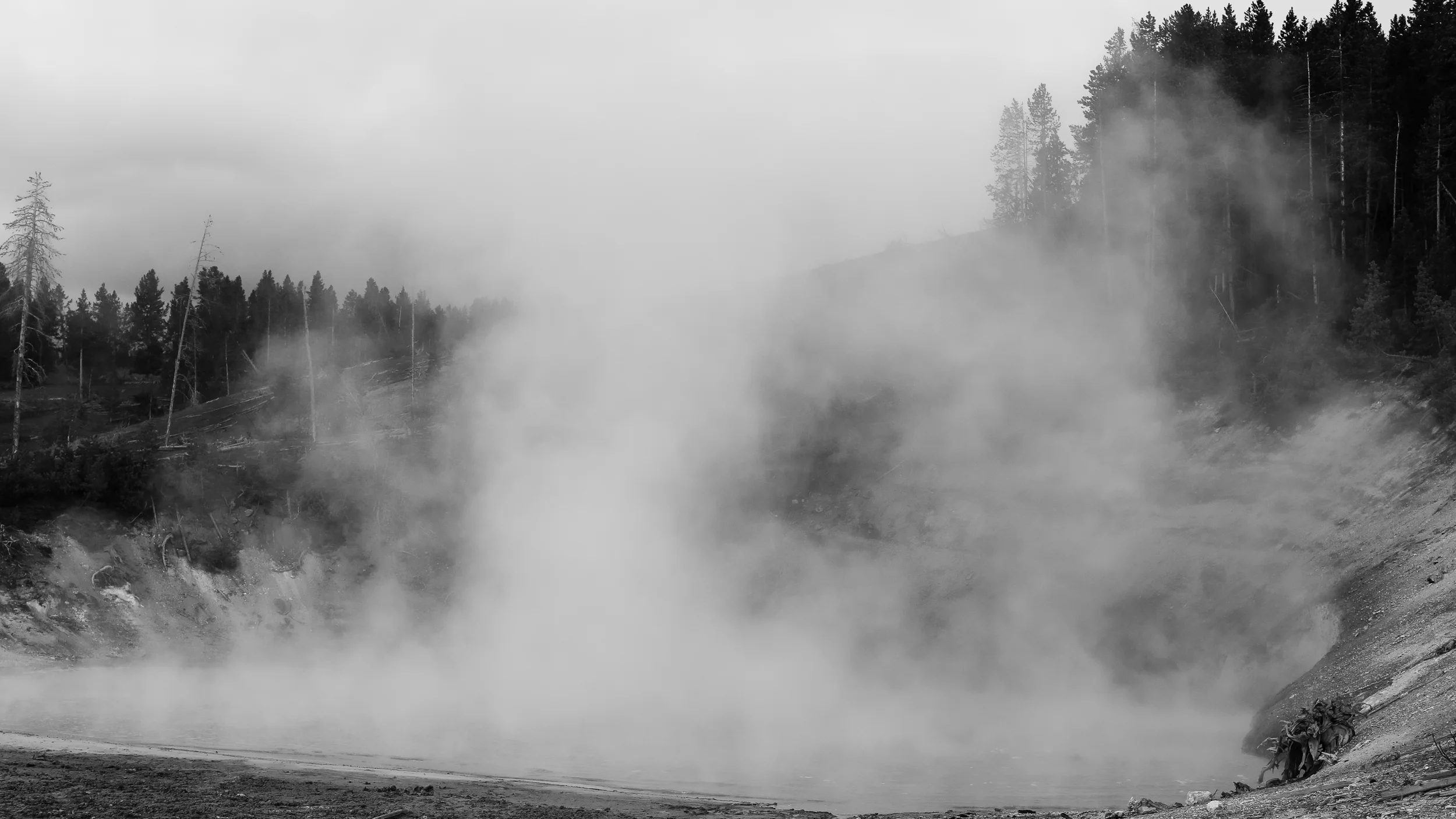 Mud Cauldron. Visible turbulence is caused by carbon dioxide and other gases.