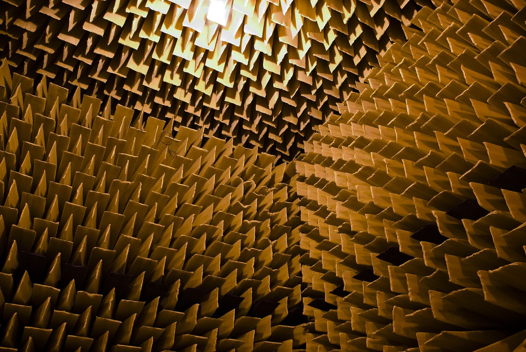Anechoic chamber - This room has long wedges of foam all over the walls so there are no echoes. Image credit: Gillie Rhodes, Flickr.com