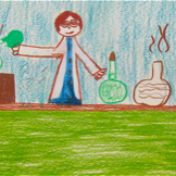 Drawing from the original Draw a Scientist Study. Chambers (1983). Image via Wikipedia.