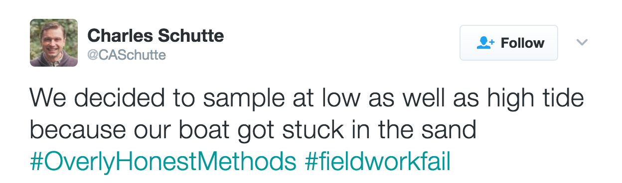 An example of an #overlyhonestmethods tweet.