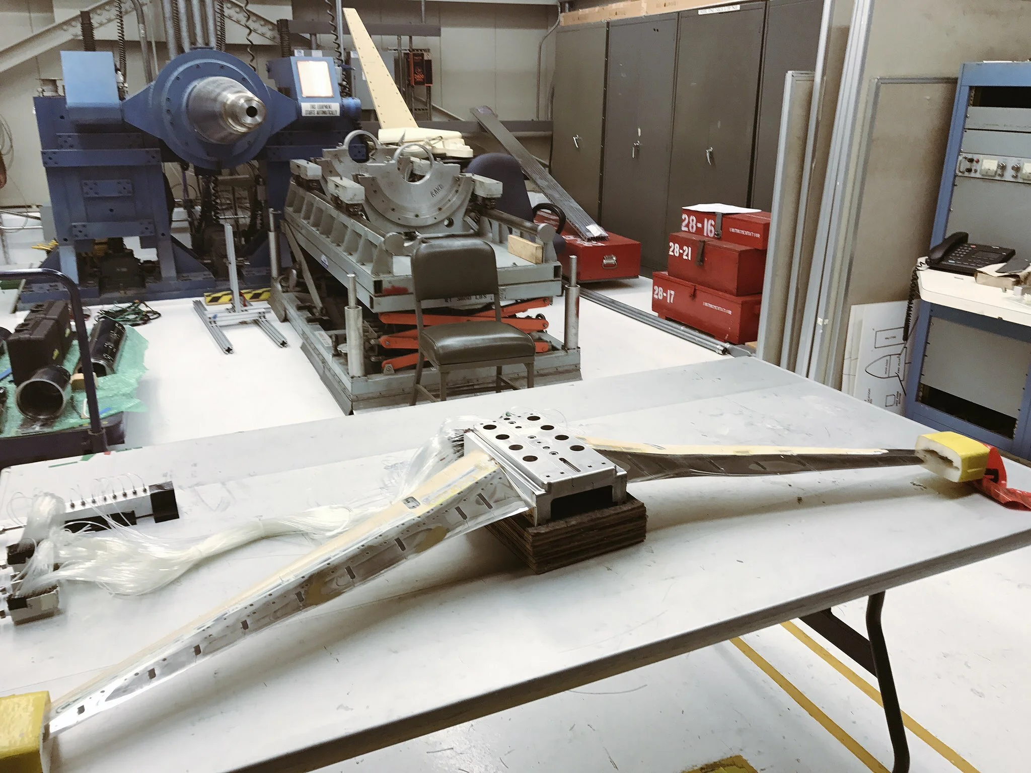 A model aircraft being put together for testing inside the NTF. Credit: Paige Jarreau.