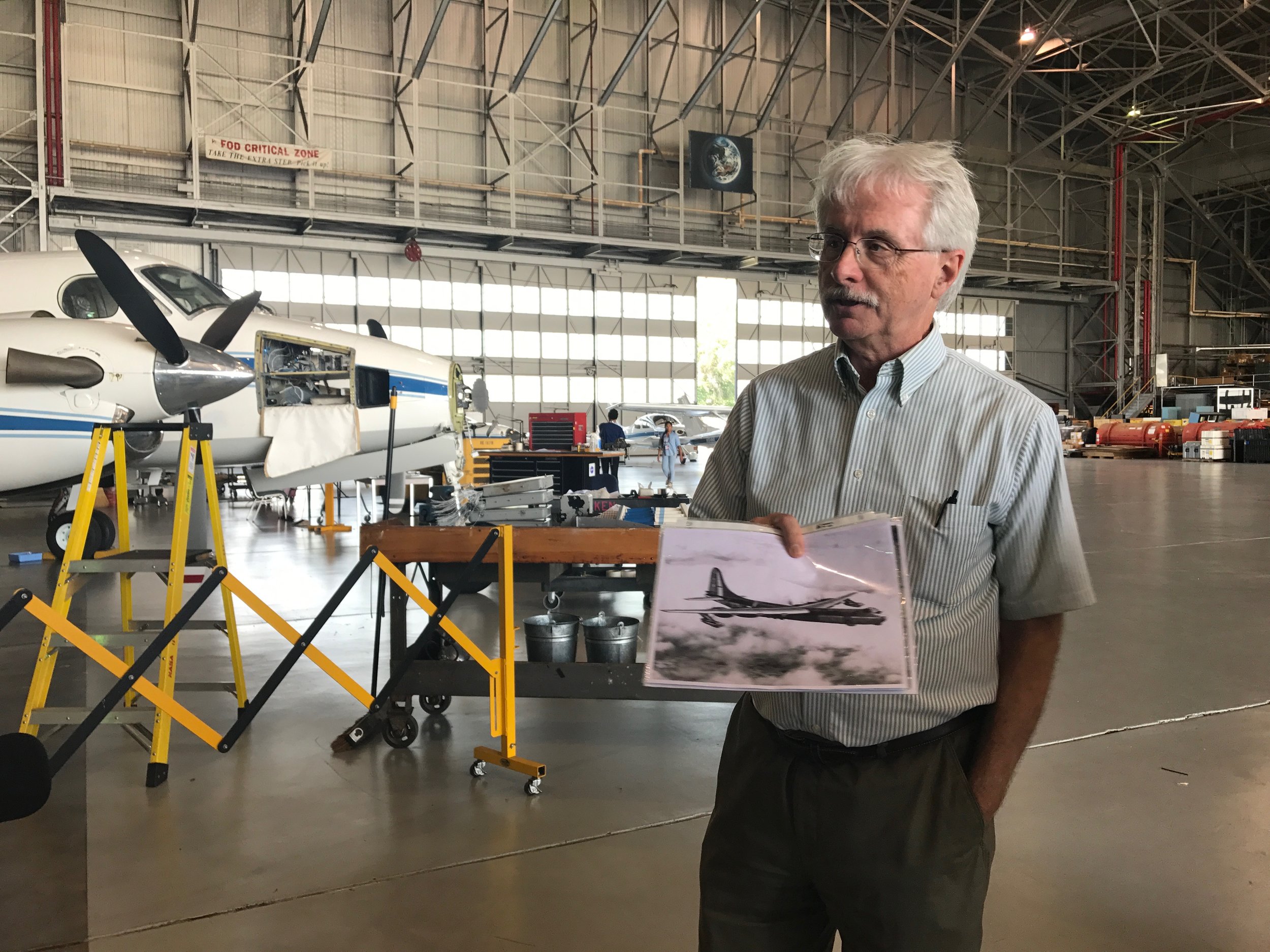 Bruce Fisher gives a tour of NASA Langley's hangar