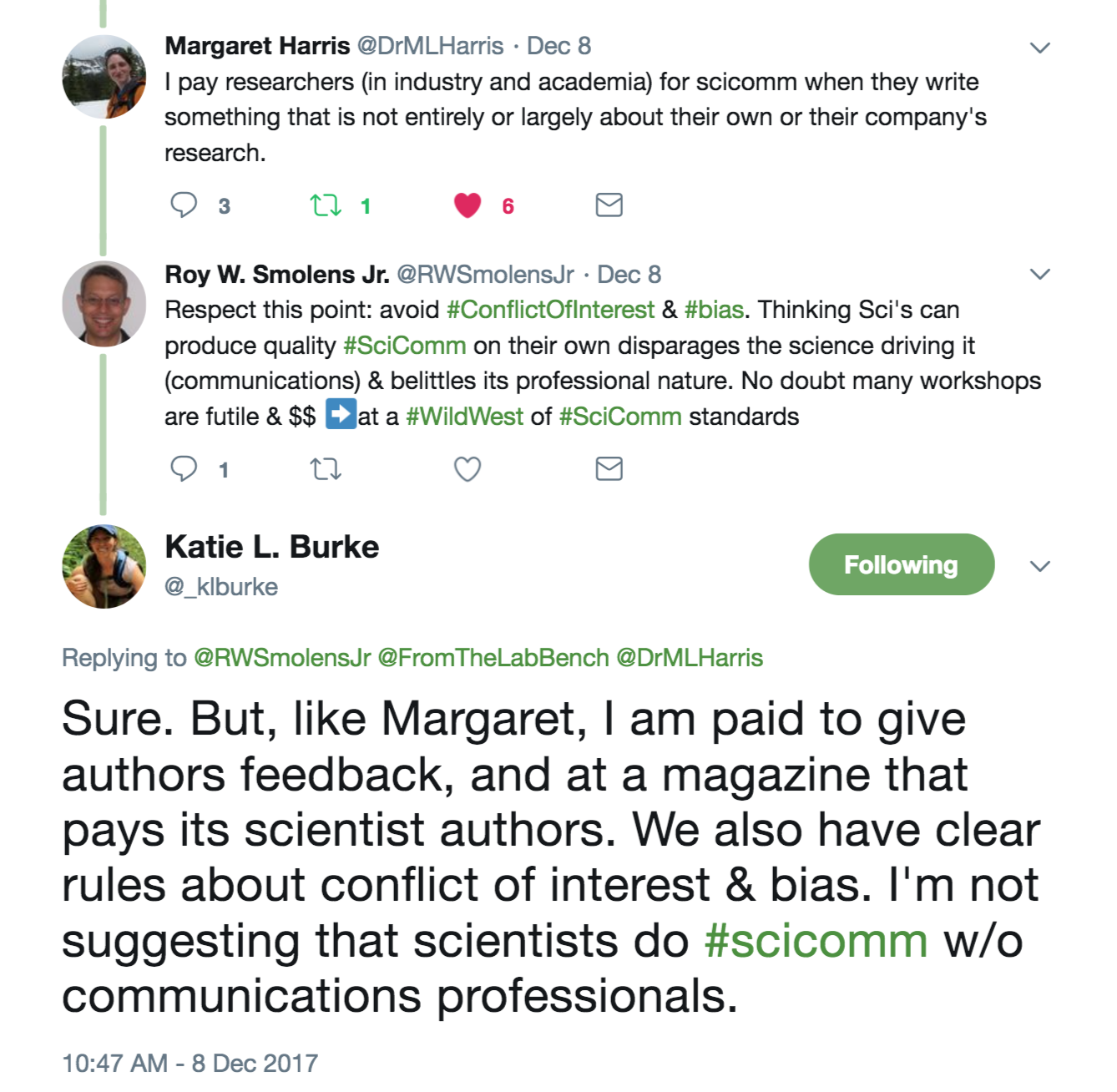 Conversation via Twitter, screenshot.