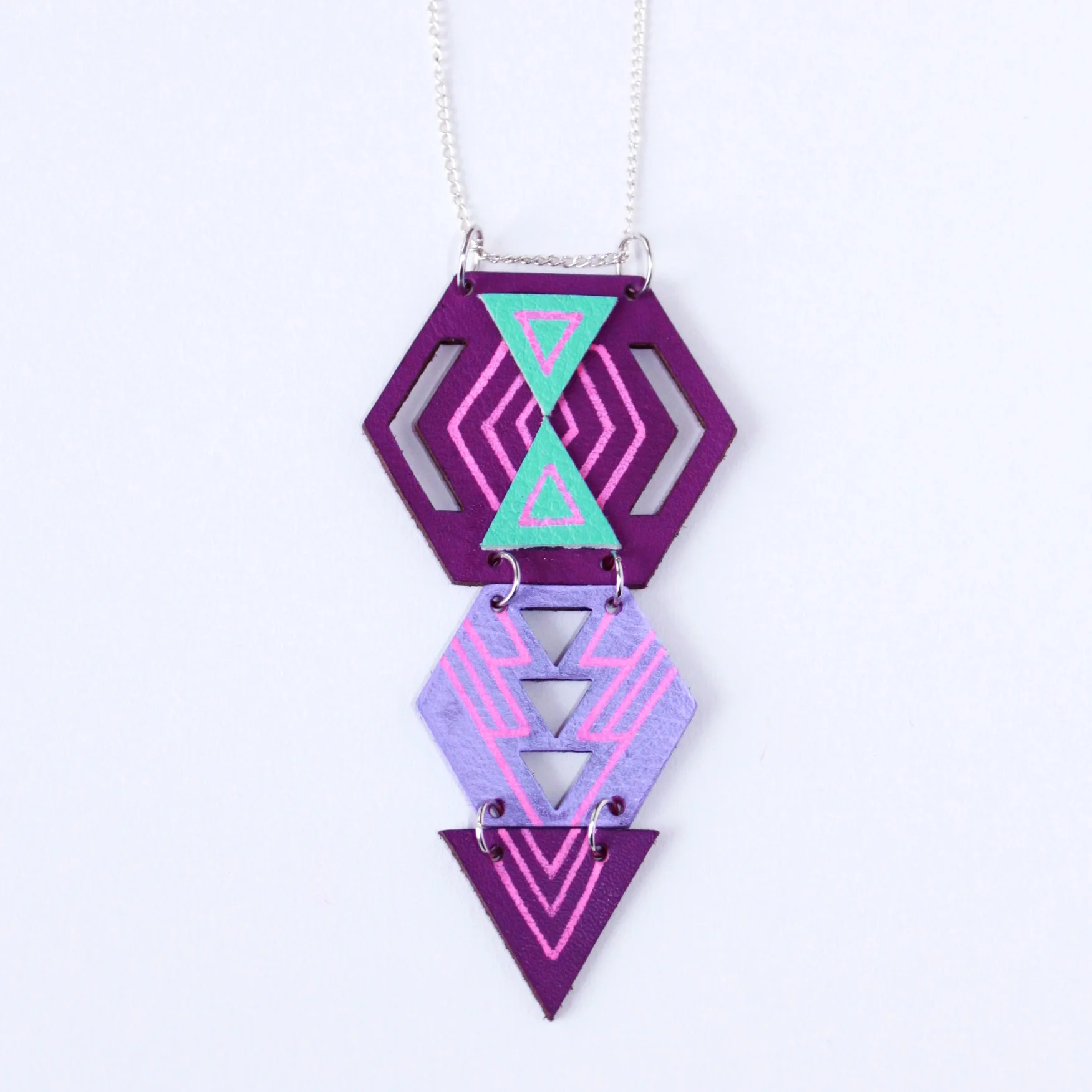 Hexa Drop Leather Necklace