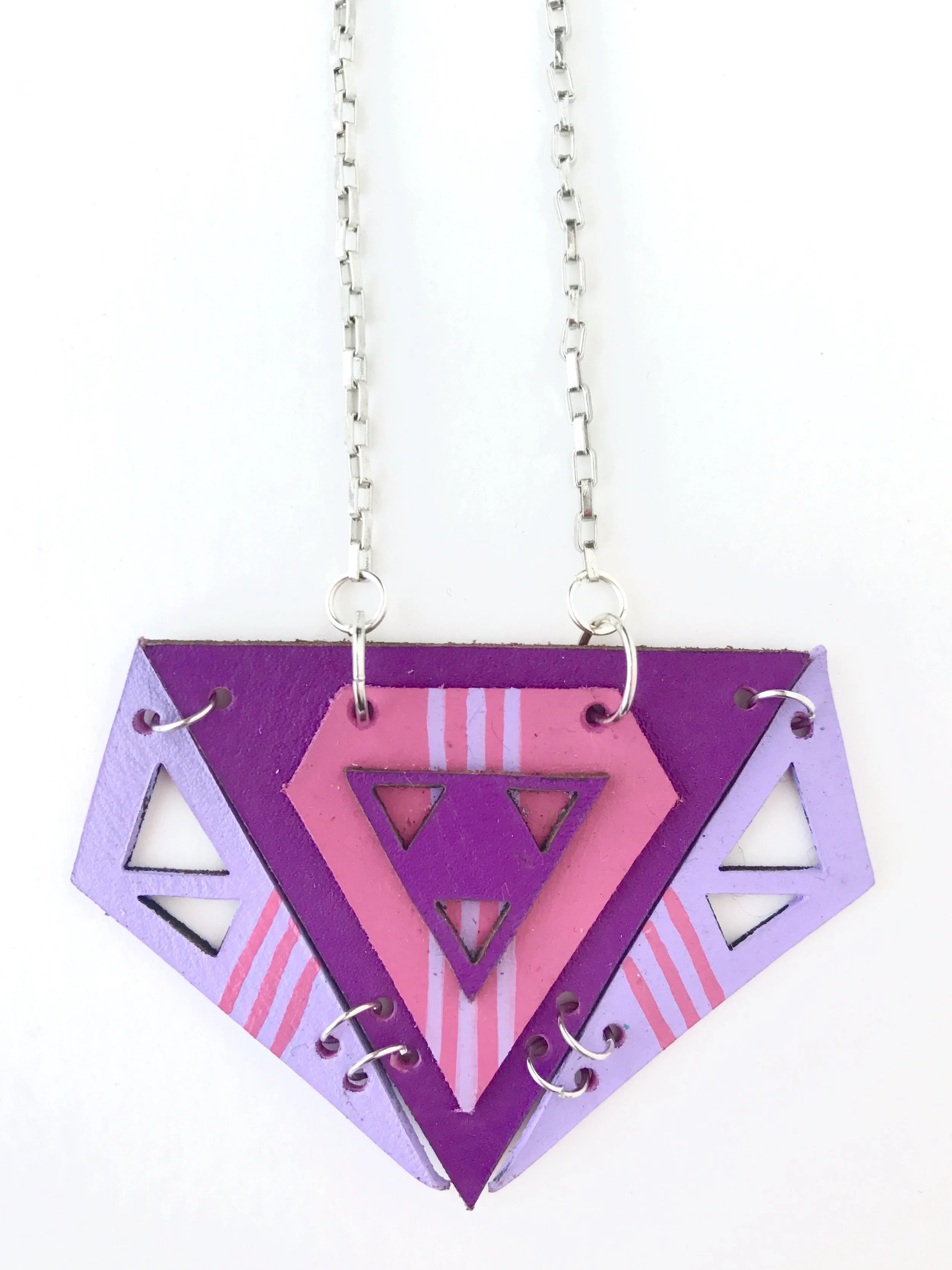 Roboto Leather Necklace - Pink