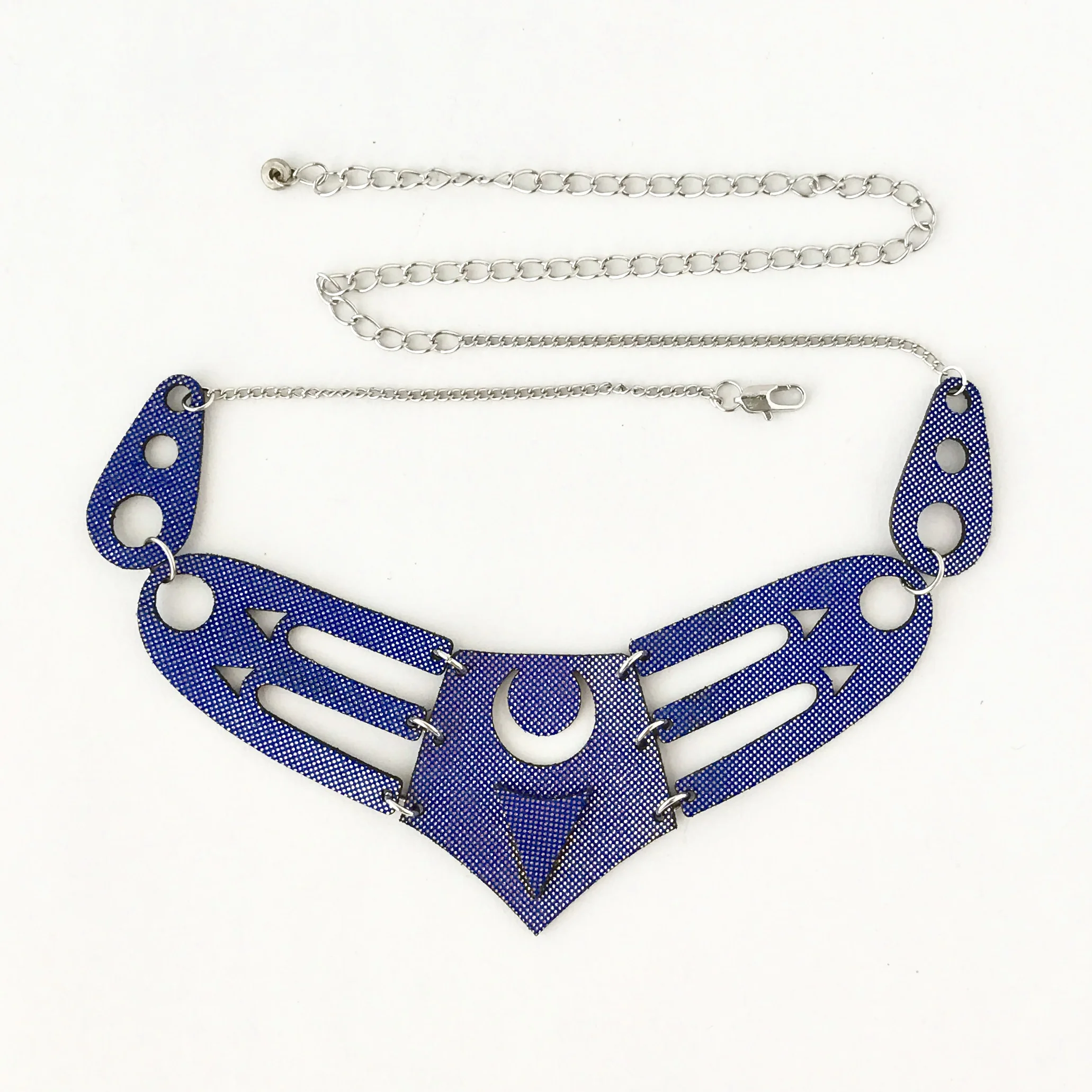 Astro Leather Headpiece / Choker - Blue