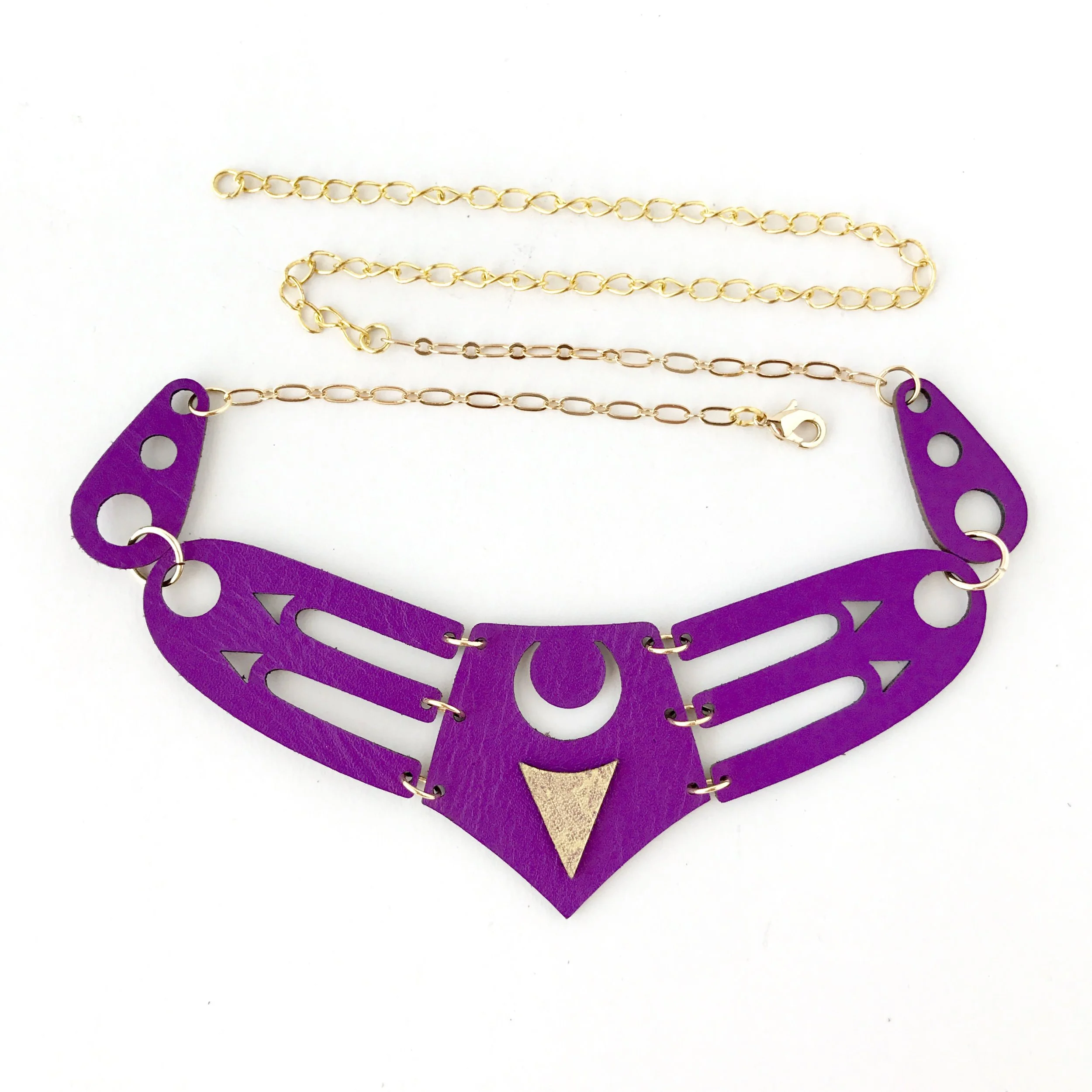 Astro Leather Headpiece / Choker - Purple