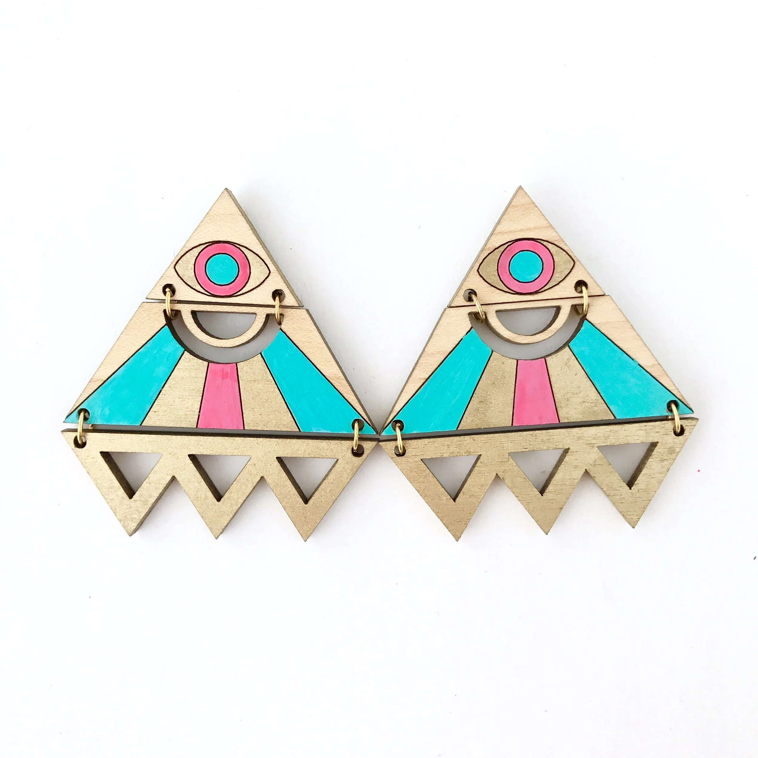 Illuminati Wood Earrings - Gold