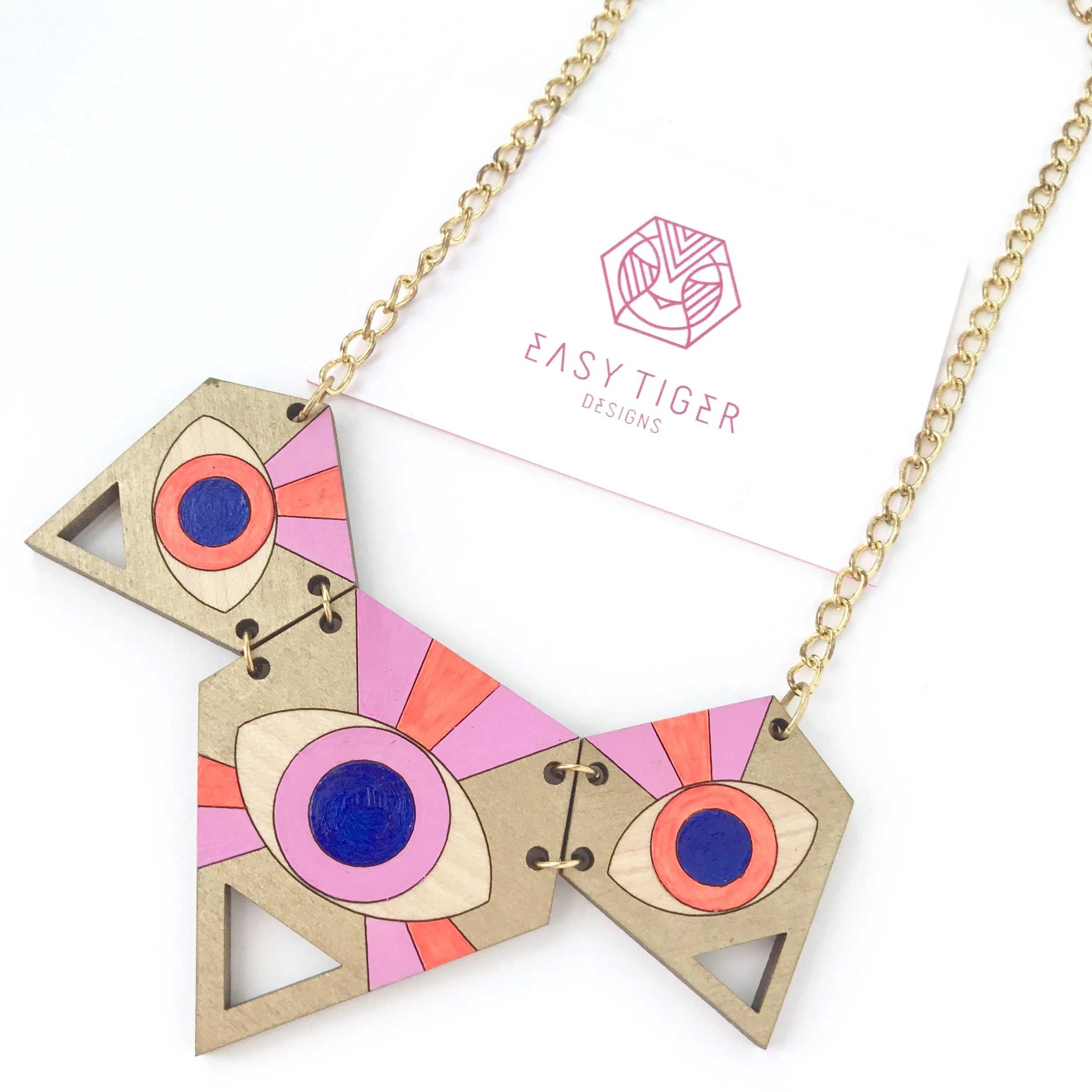 Triclops Geometric Wood Necklace