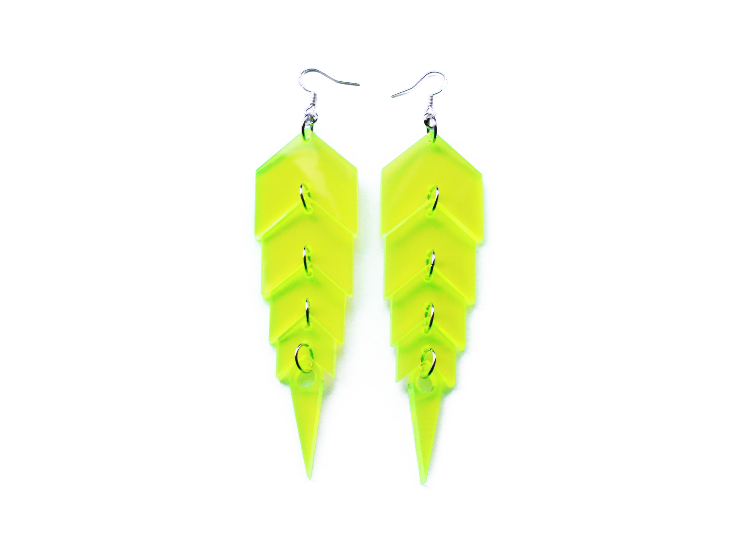 Easy Tiger Designs Snake Spine Earrings Neon Yellow 02.jpg