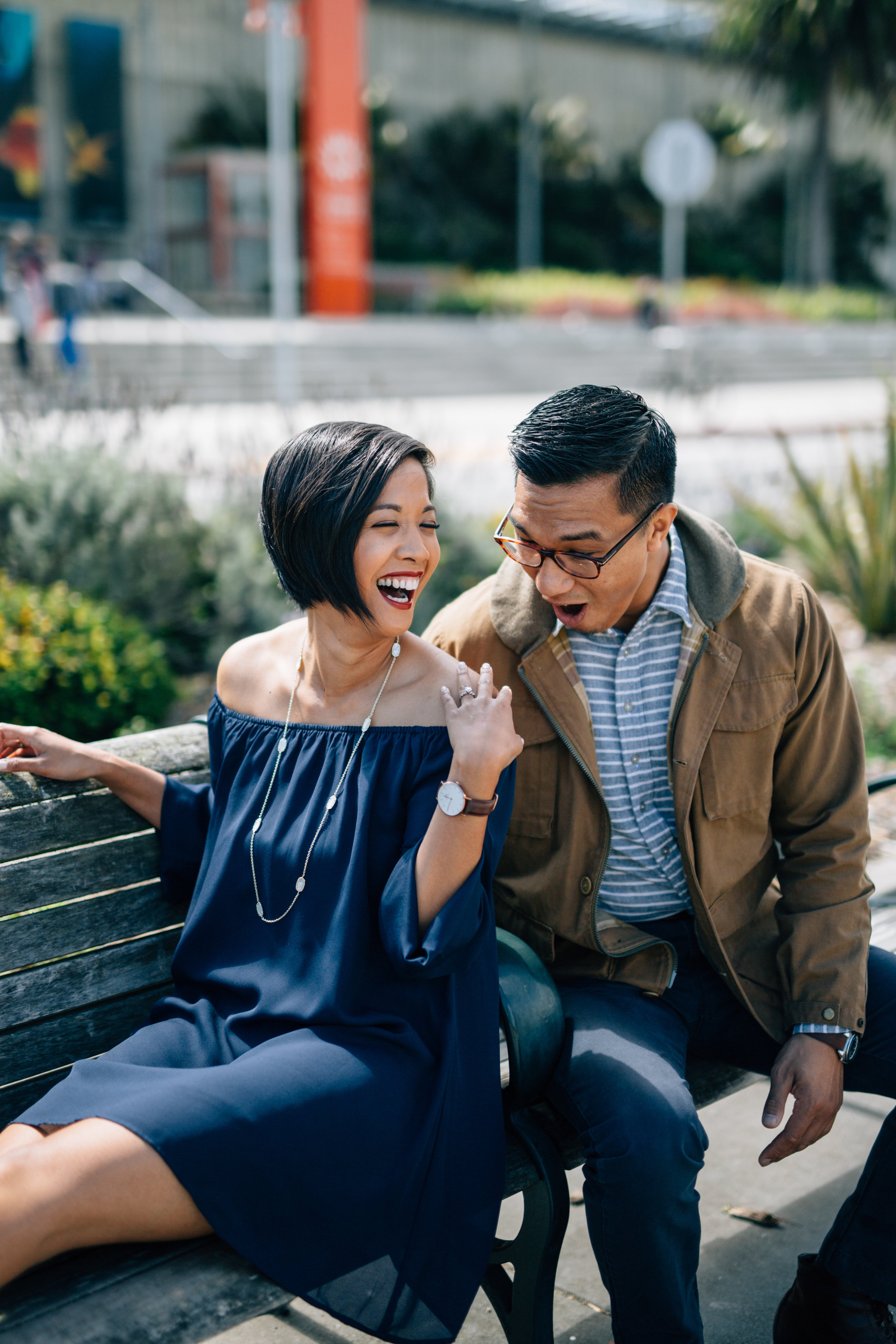  Candid shot of the couple, his reaction is priceless 